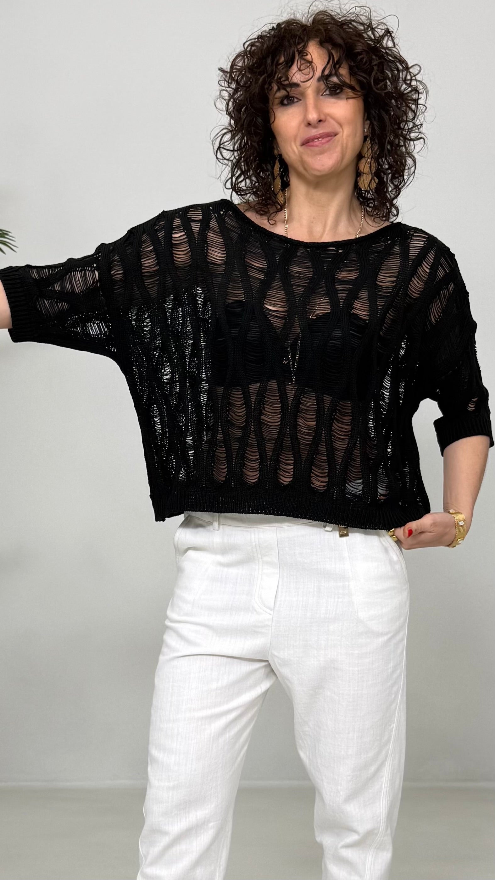 MAGLIA LAVORAZIONE ETNICA IN FETTUCCIA