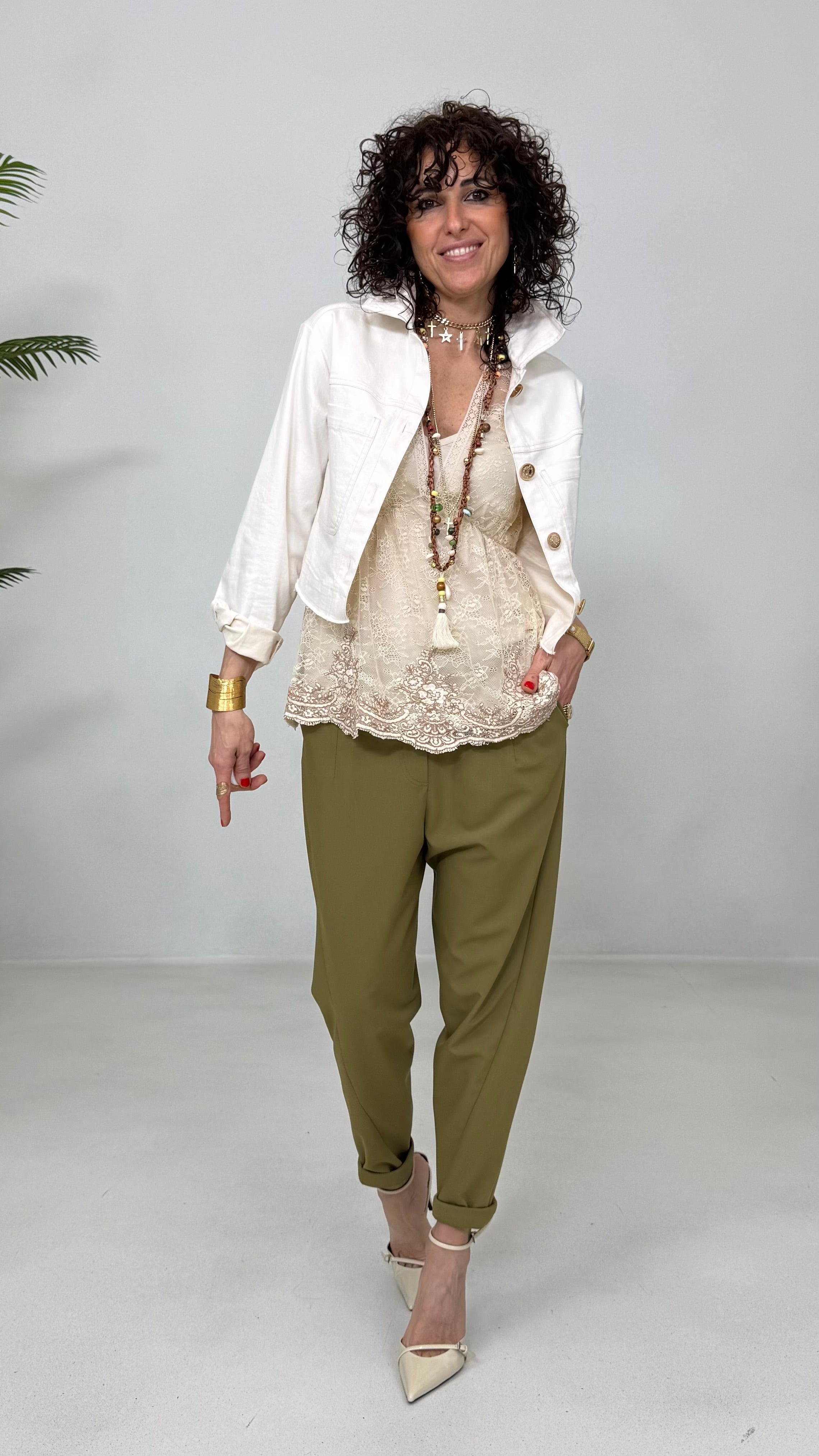 TWINSET TOP PIZZO RICAMATO PIU' TOP IN JERSEY MODAL