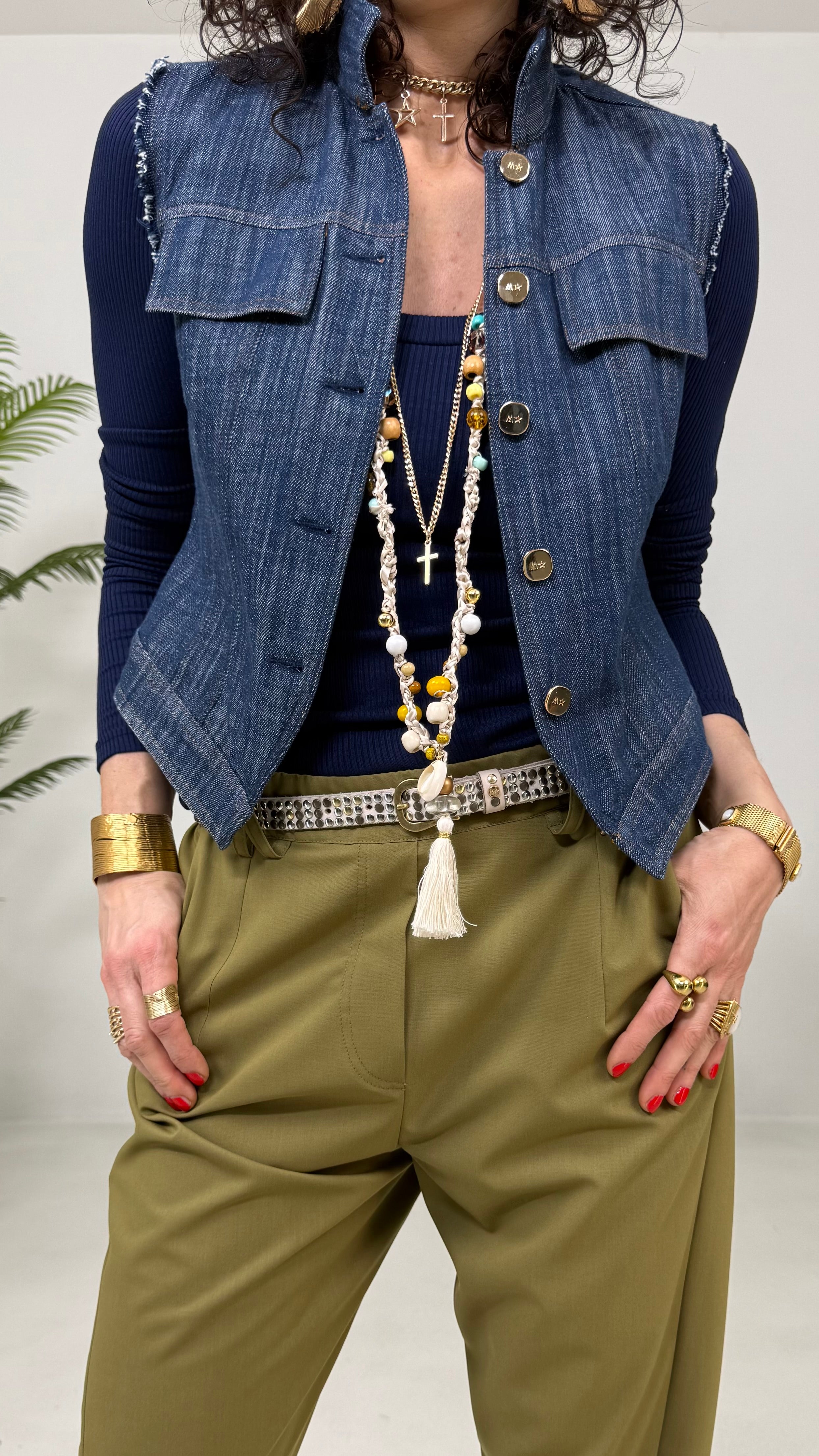 GILET-GIUBBETTO IN COTONE JEANS