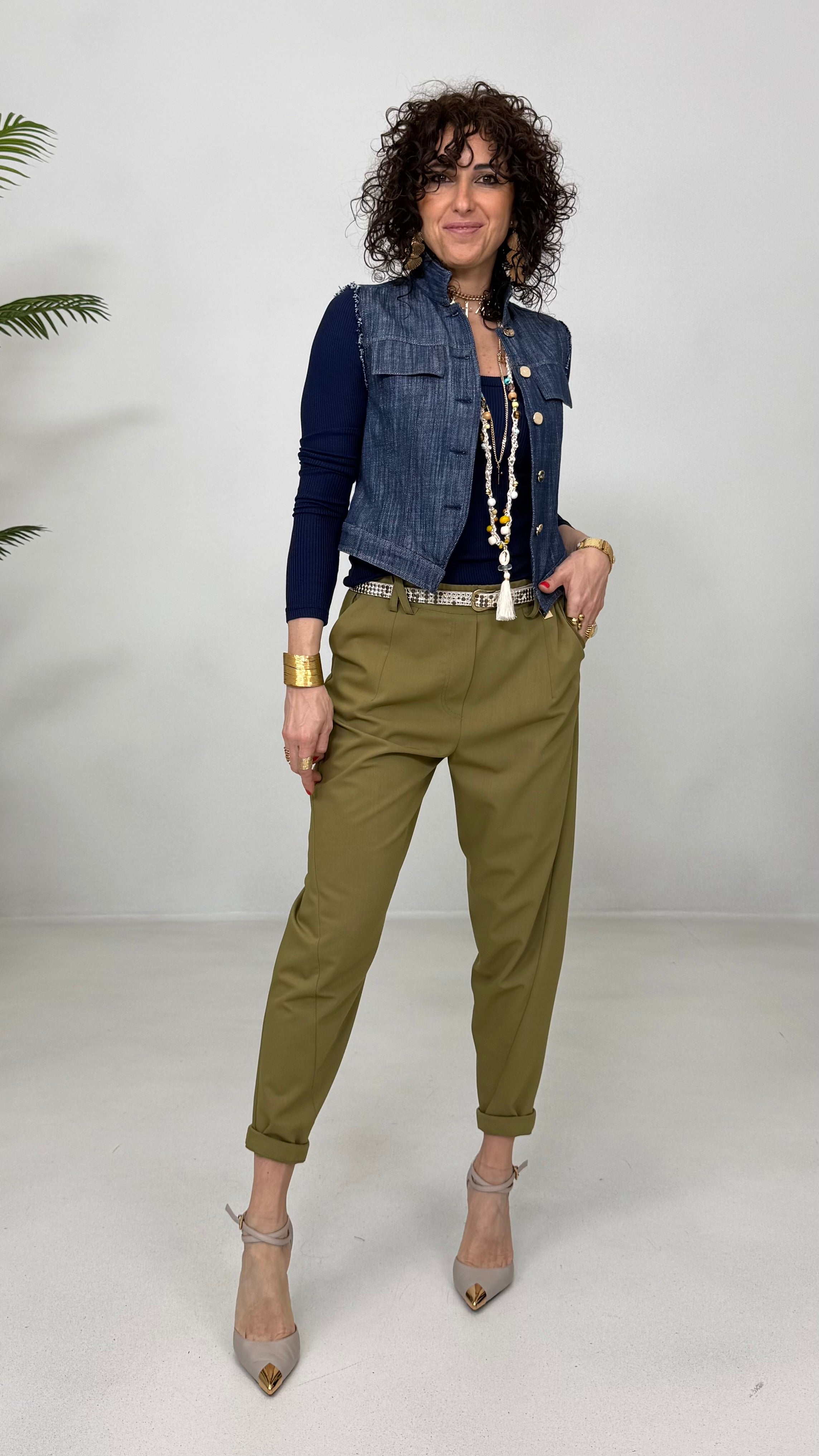 GILET-GIUBBETTO IN COTONE JEANS