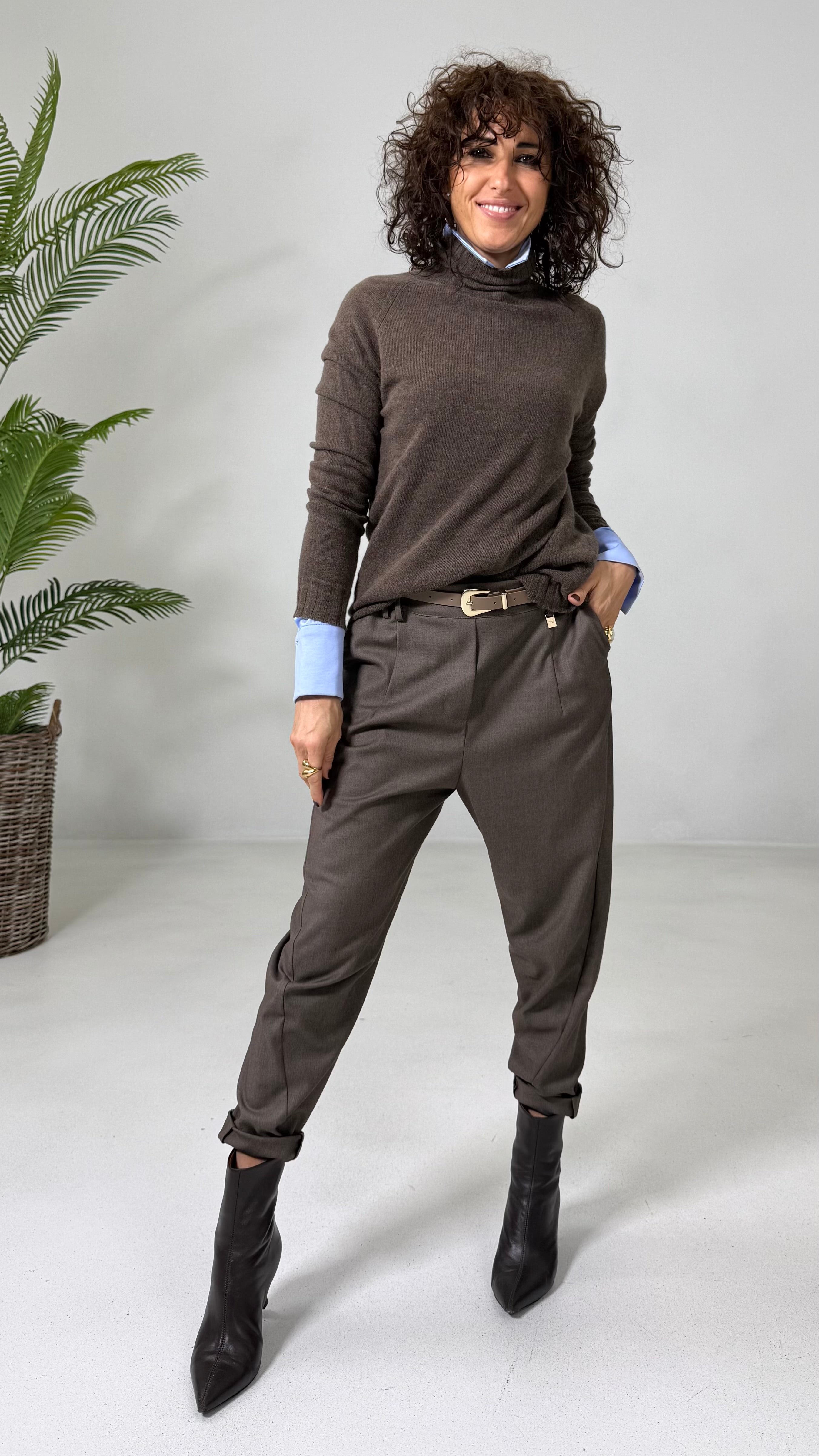 BAGGY CAVALLO BASSO IN FLANELLA PETTINATA