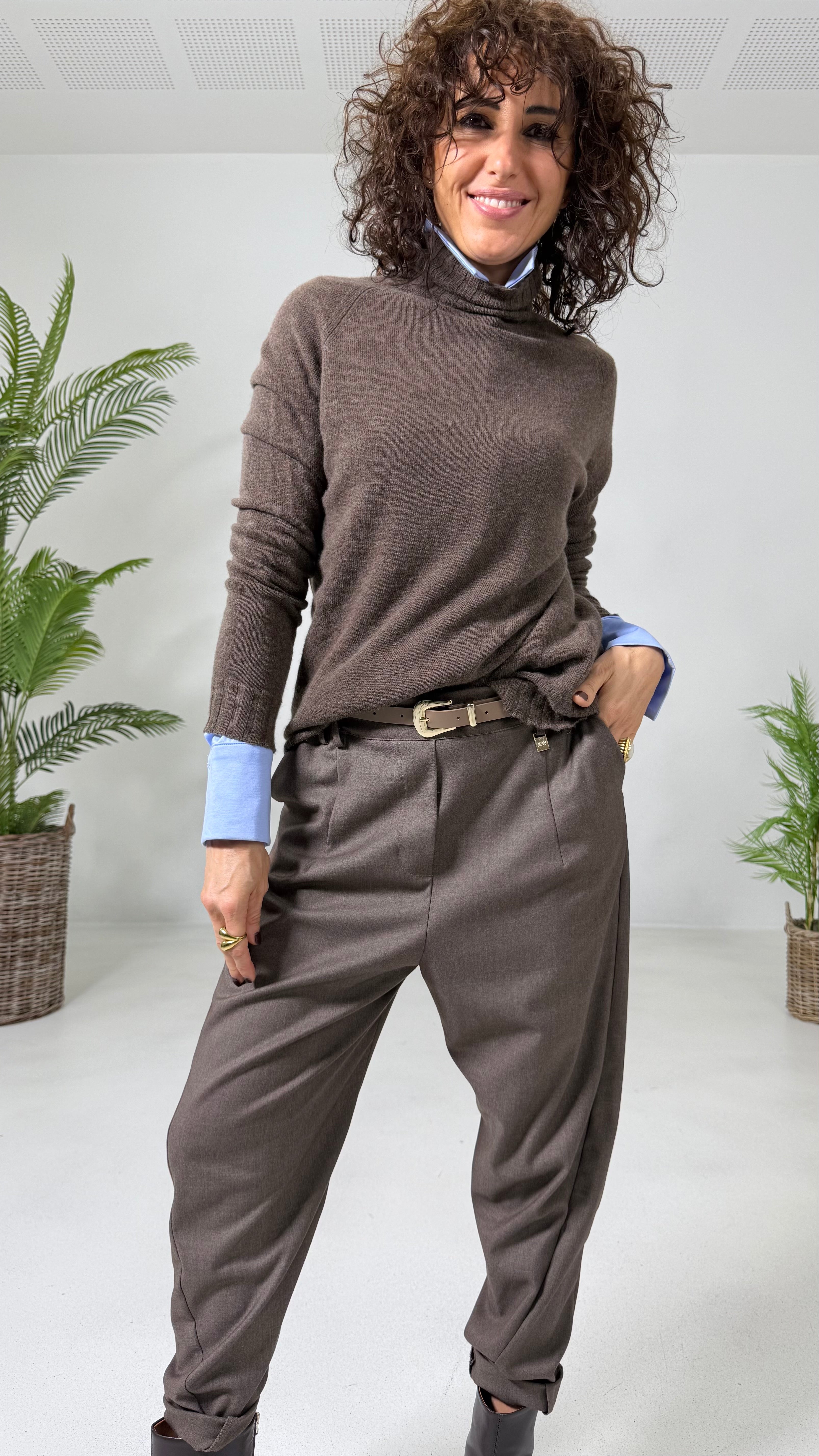 MAGLIA BASIC COLLO ALTO IN MISTO CASHMERE