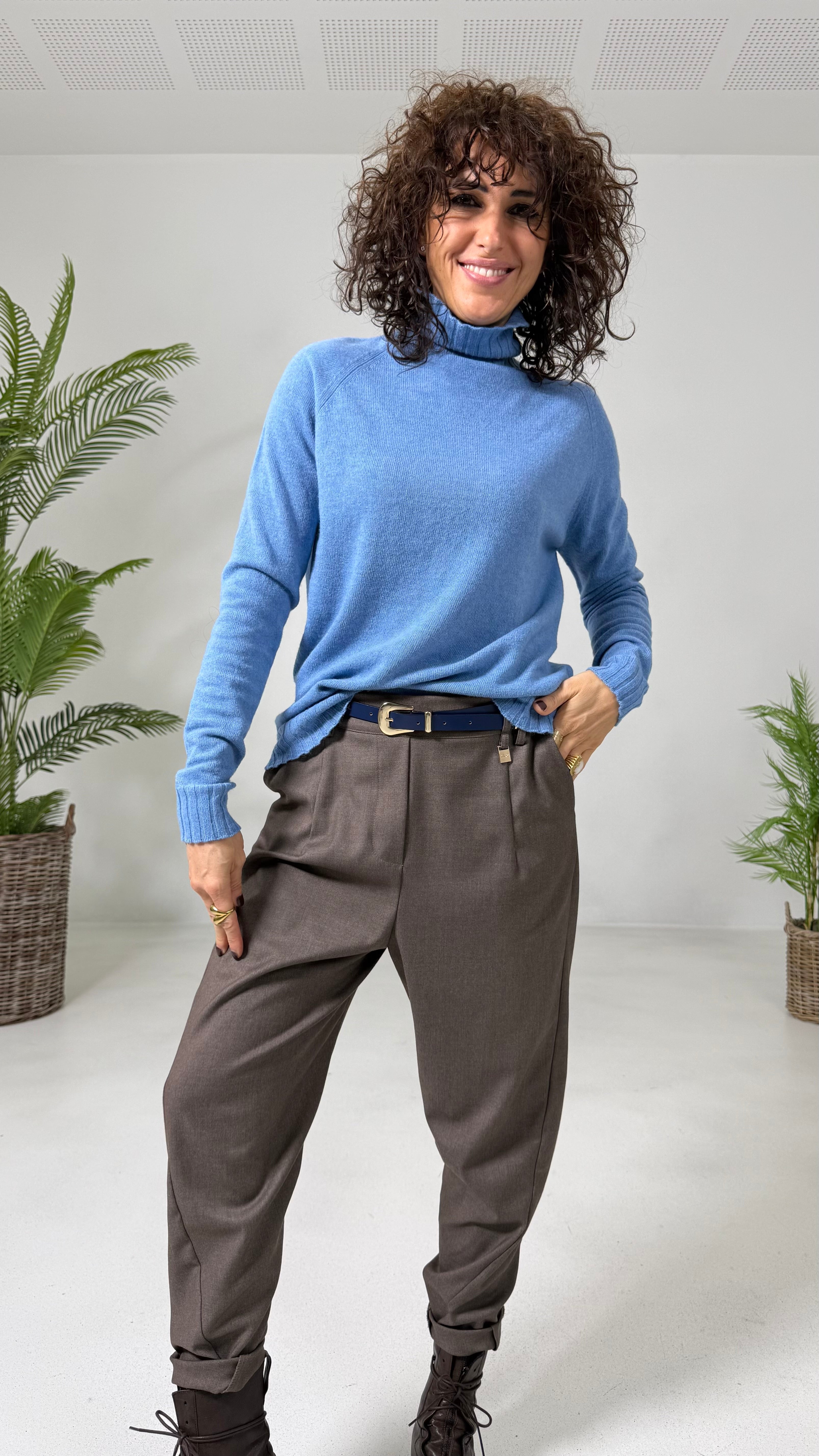 MAGLIA BASIC COLLO ALTO IN MISTO CASHMERE