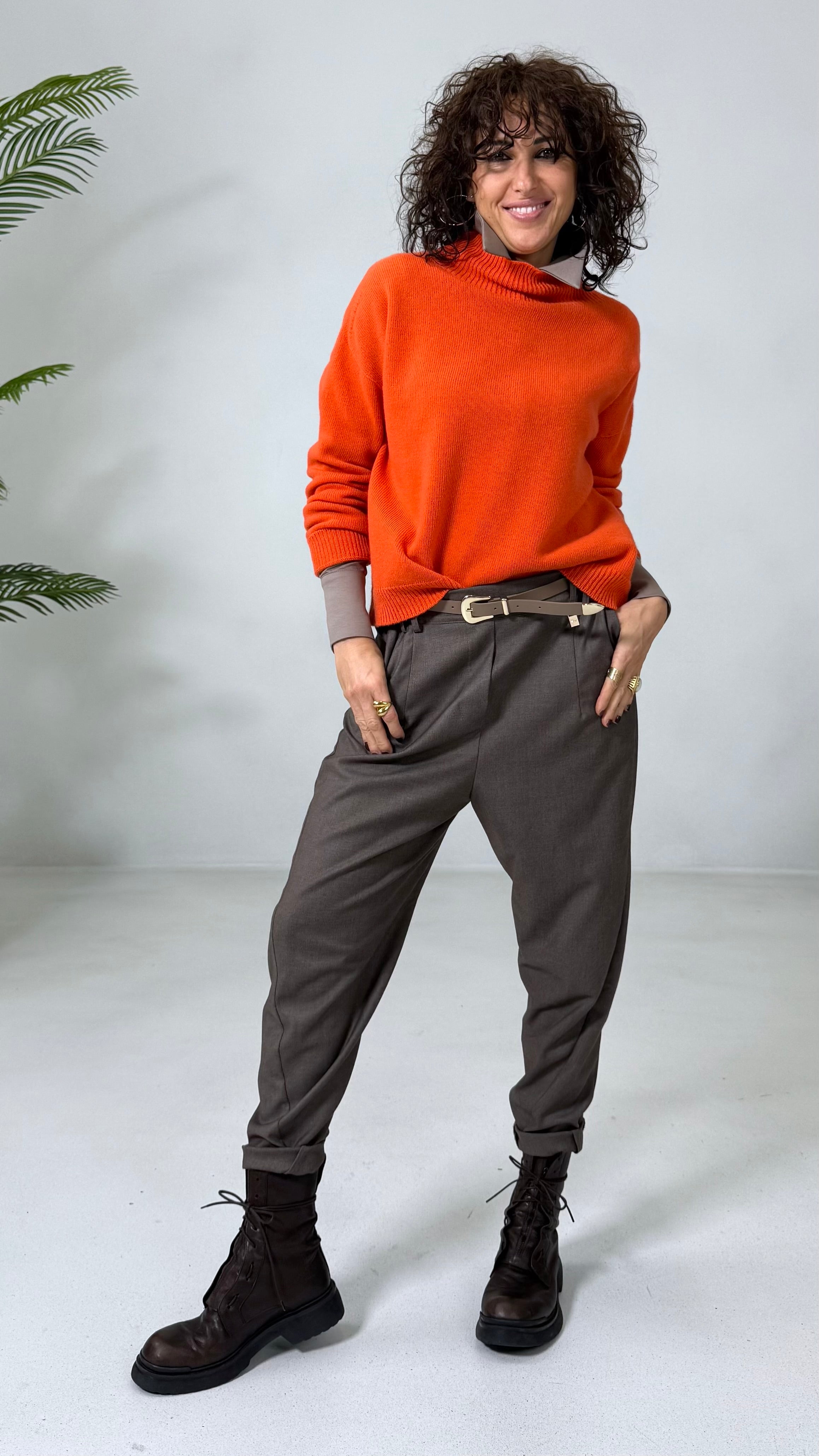 BAGGY CAVALLO BASSO IN FLANELLA PETTINATA