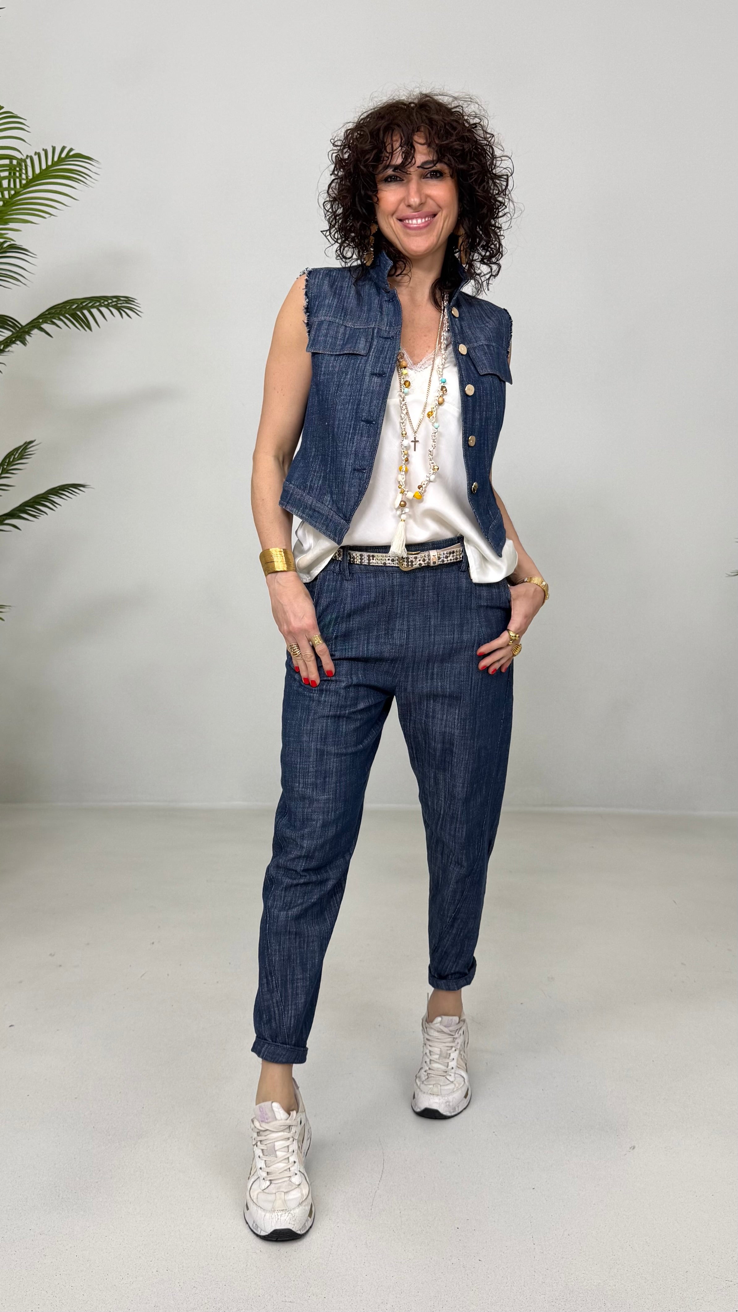GILET-GIUBBETTO IN COTONE JEANS
