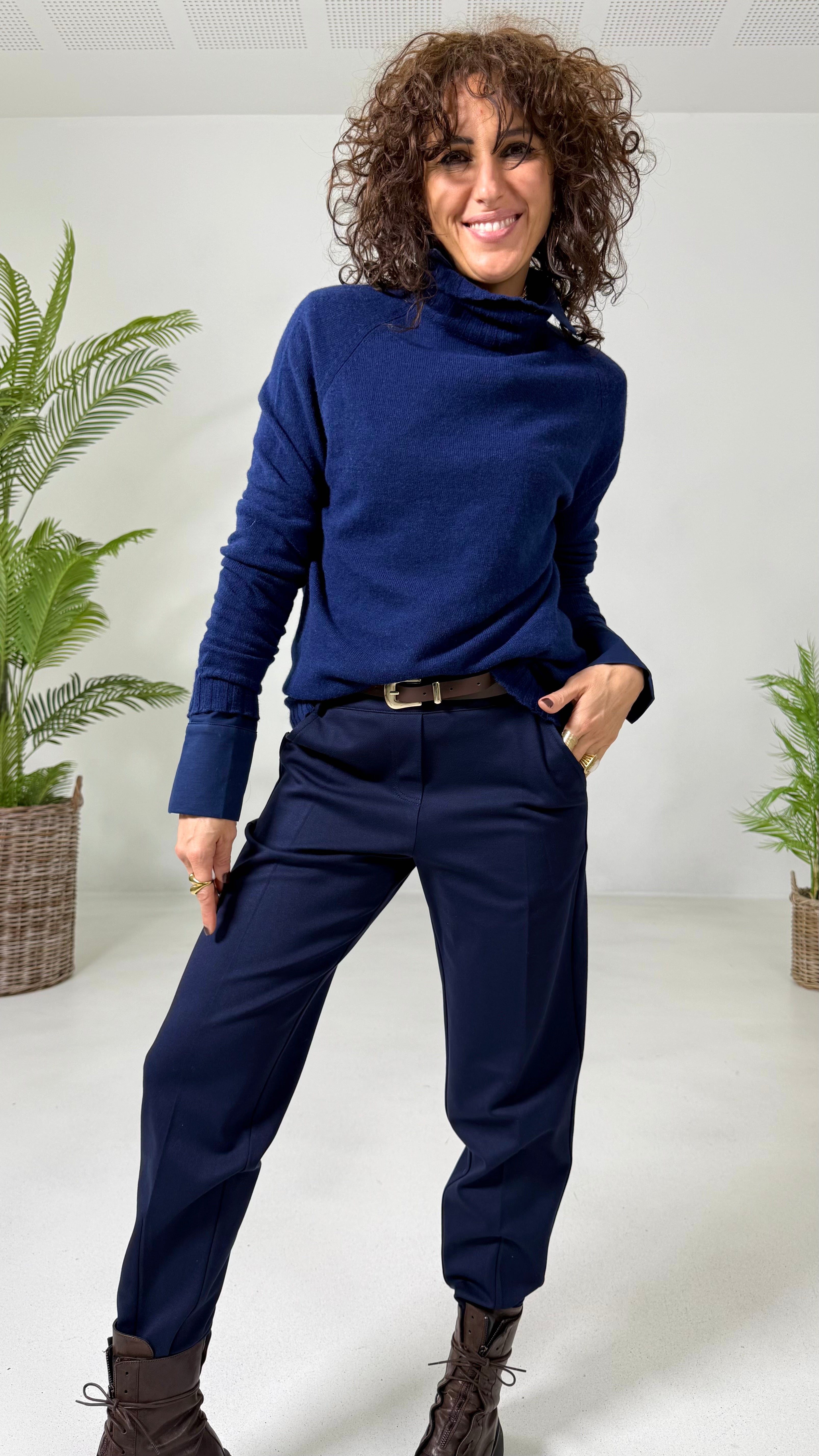 MAGLIA BASIC COLLO ALTO IN MISTO CASHMERE