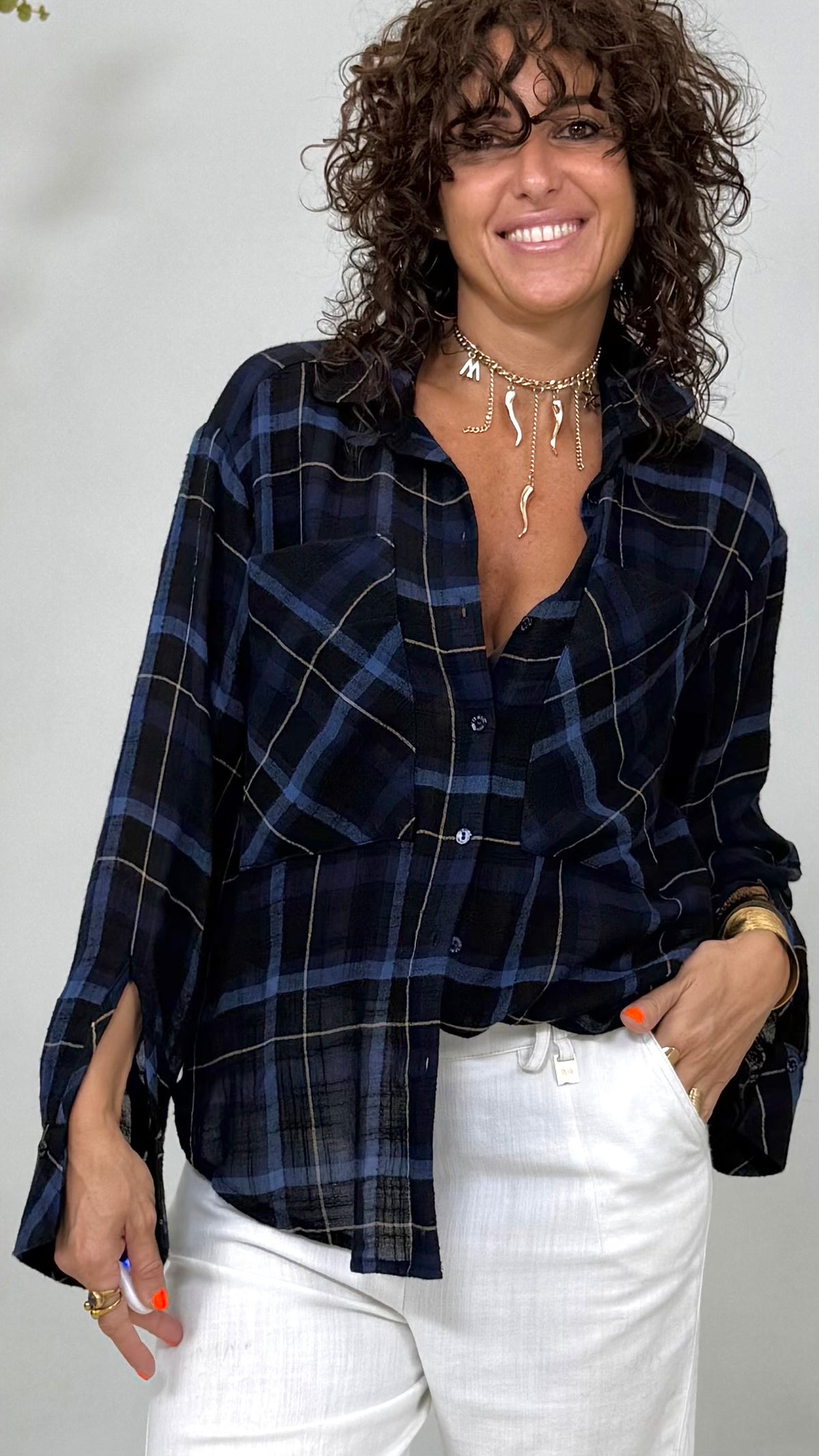CAMICIA A UOMO IN GARZA A QUADRI
