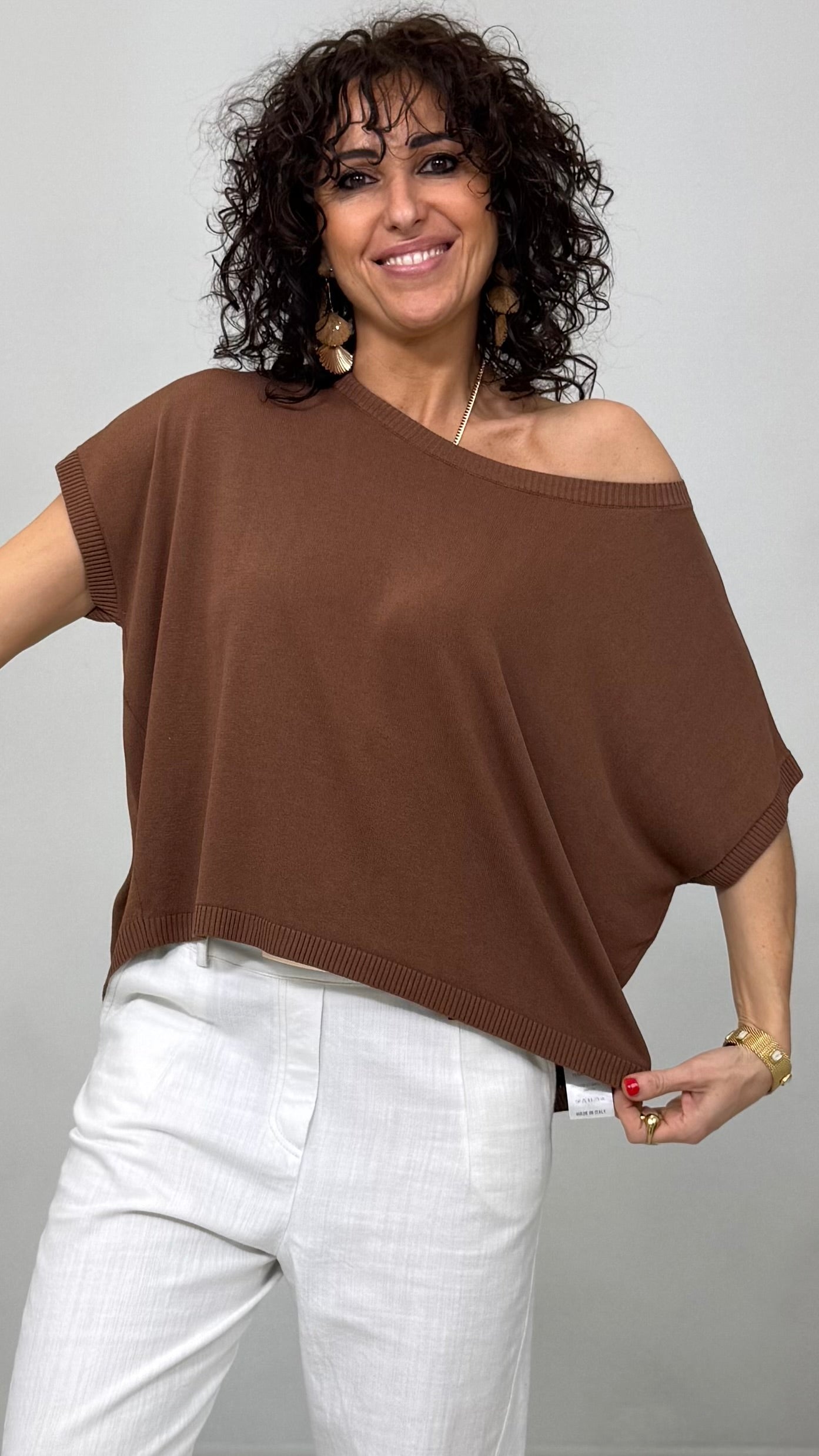 MAGLIA QUADRATA IN VISCOSA FONDO STONDATO