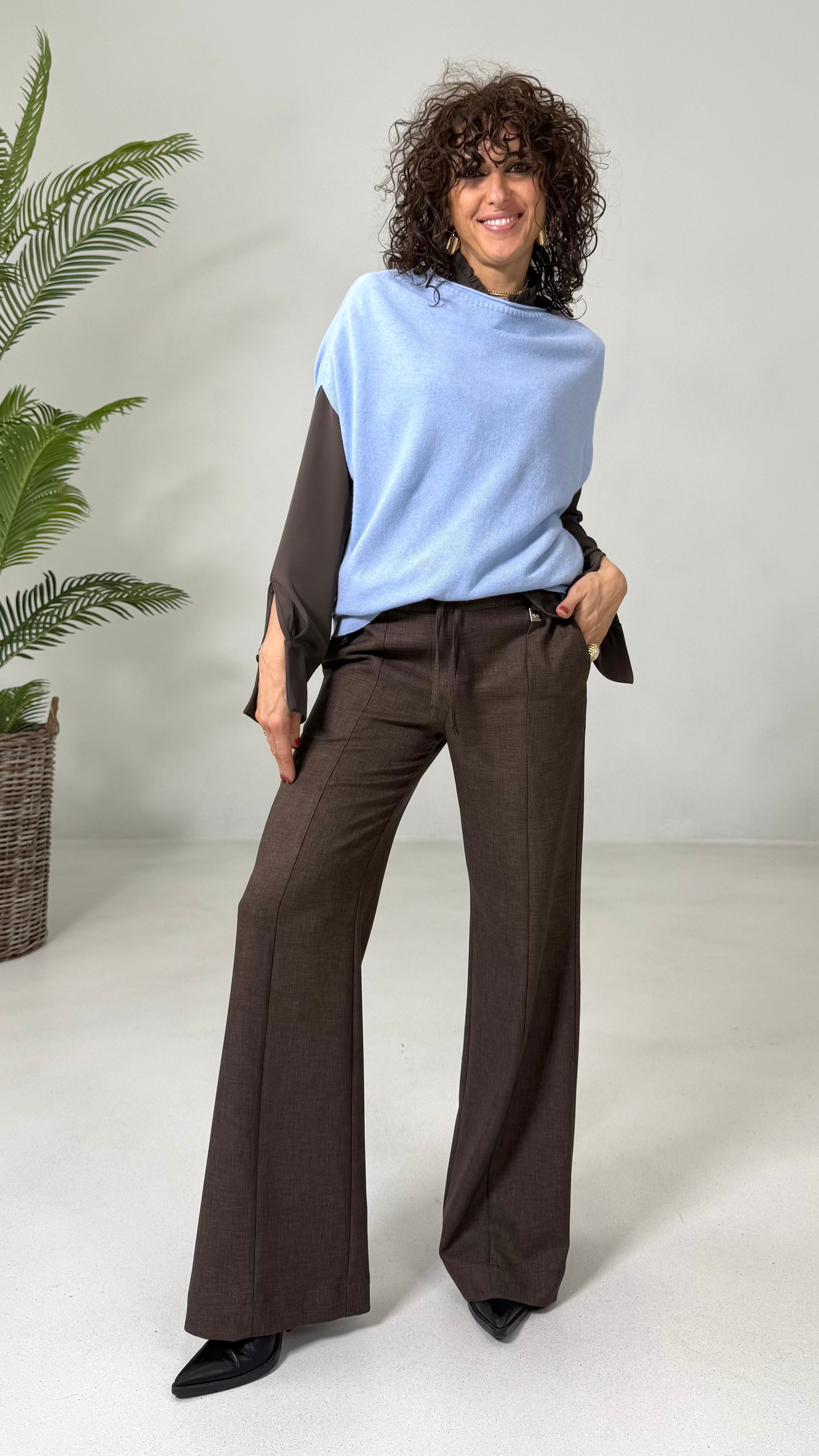 MAGLIA GILET CON MANICA SCESA IN MISTO CASHMERE