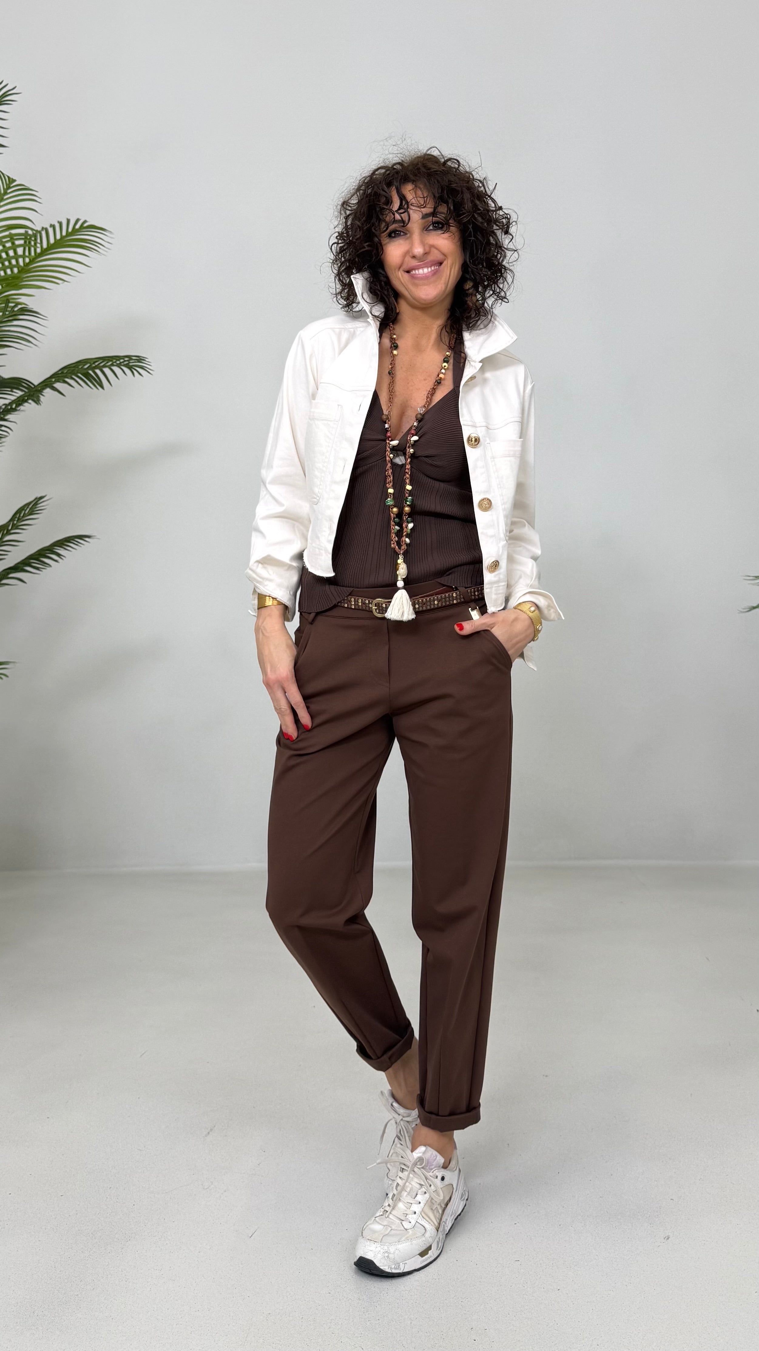 TOP COPPE CON NODO IN FILATO VISCOSA ELASTICA