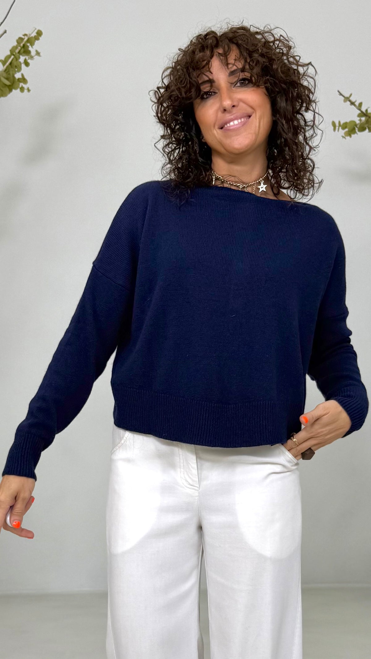 MAGLIA QUADRATA APERTA DAVANTI IN MISTO CASHMERE