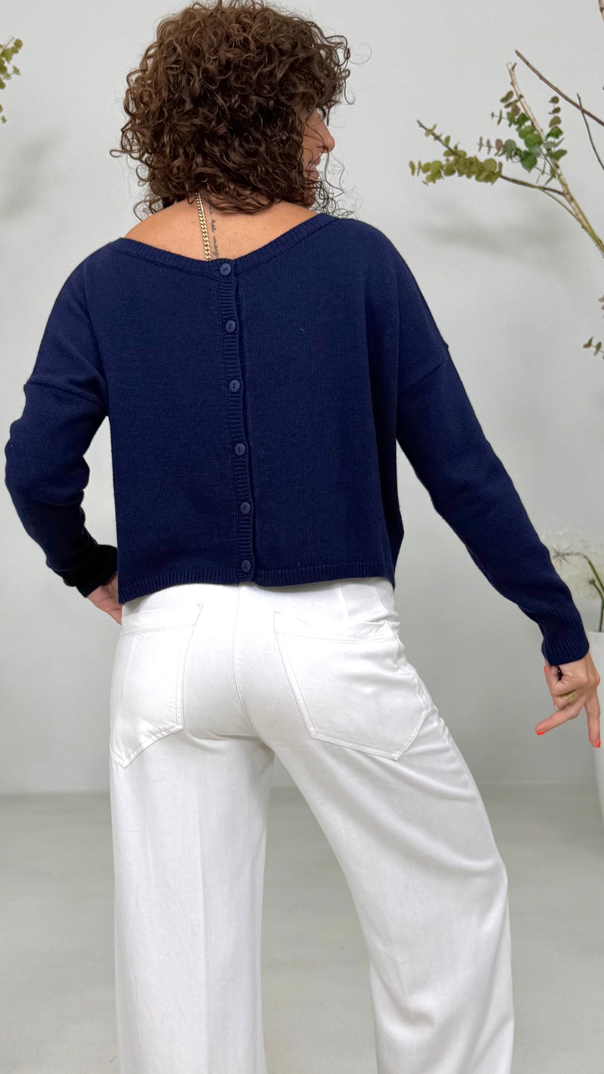 MAGLIA QUADRATA APERTA DAVANTI IN MISTO CASHMERE