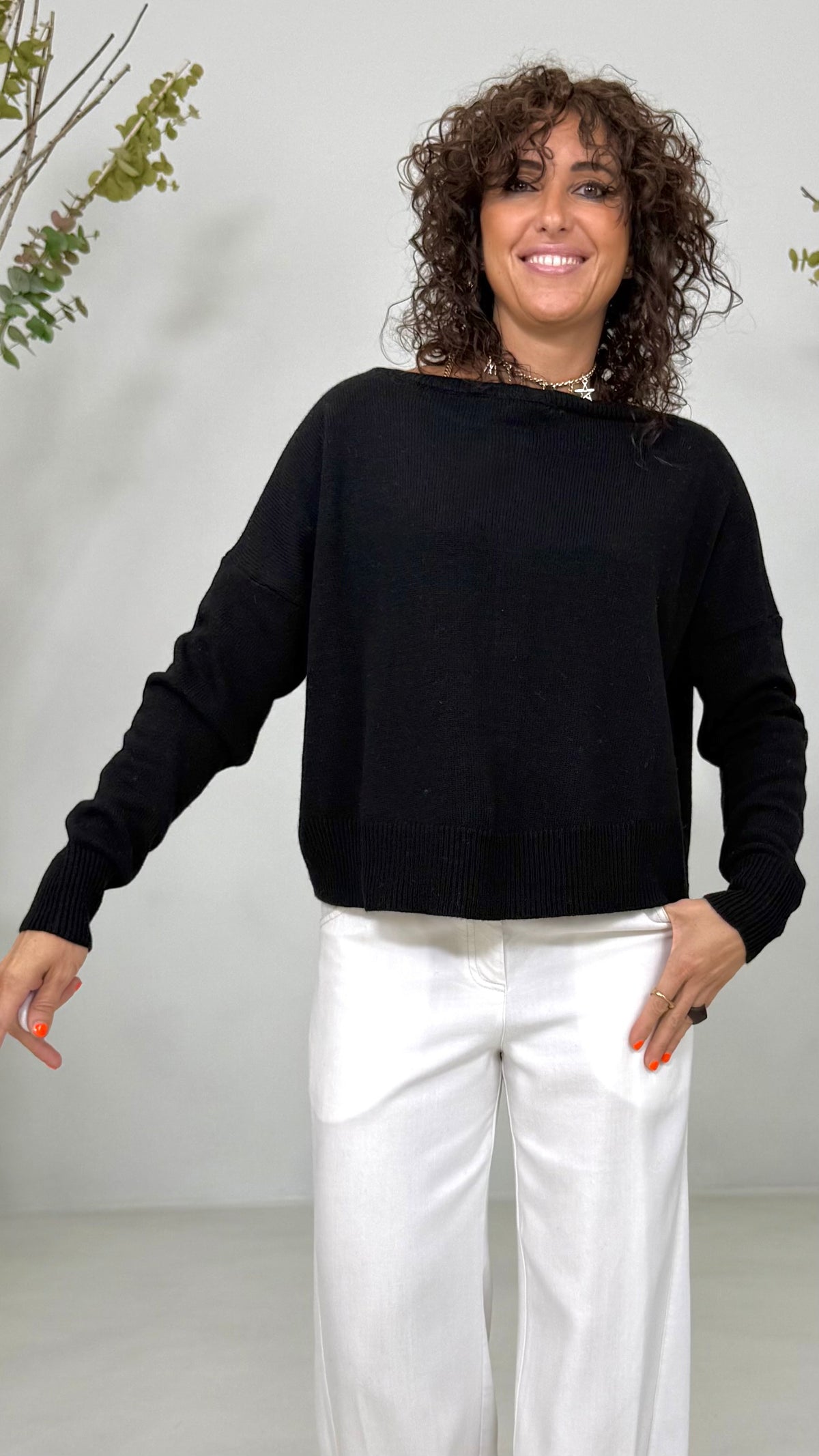 MAGLIA QUADRATA APERTA DAVANTI IN MISTO CASHMERE