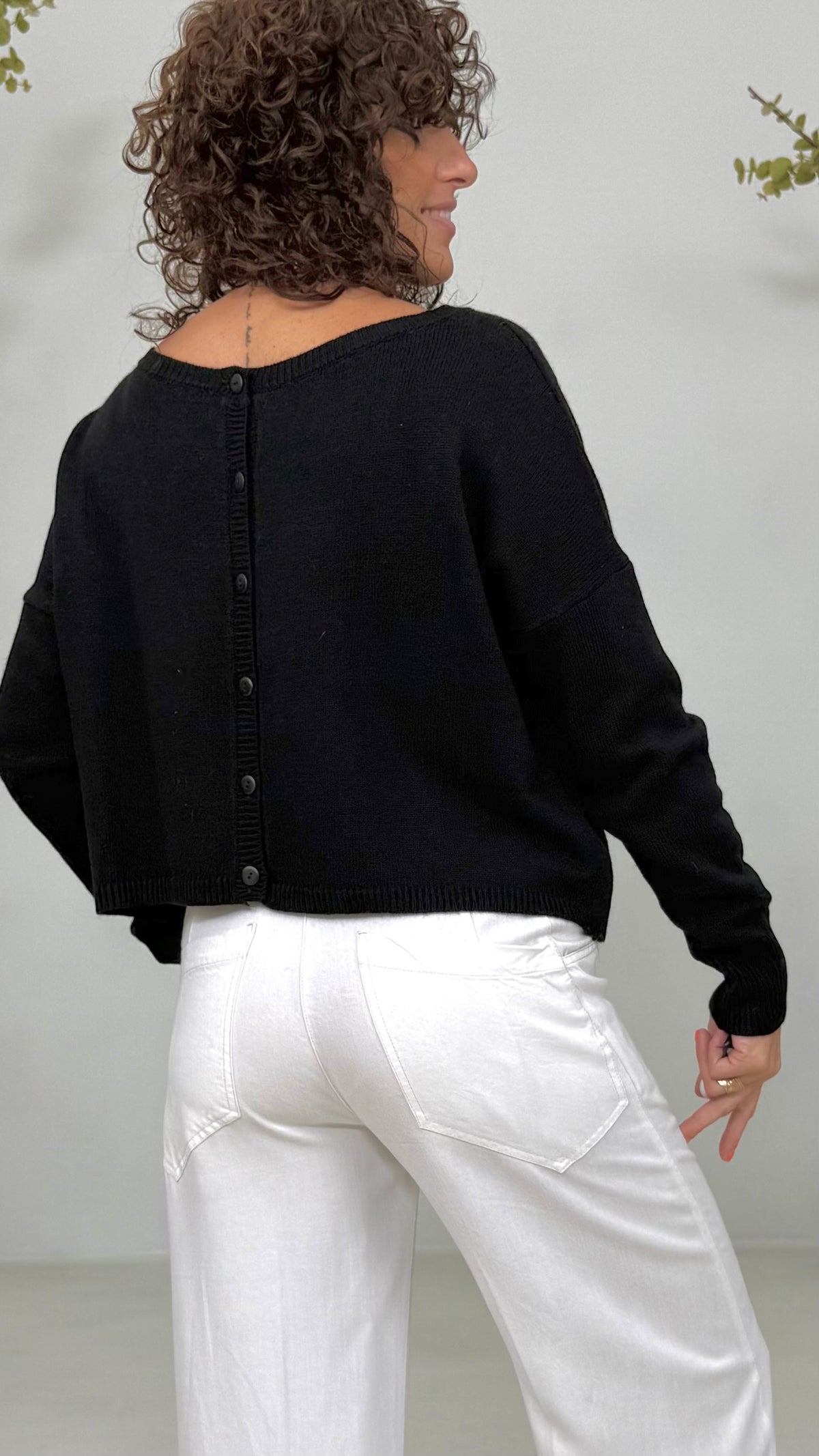 MAGLIA QUADRATA APERTA DAVANTI IN MISTO CASHMERE