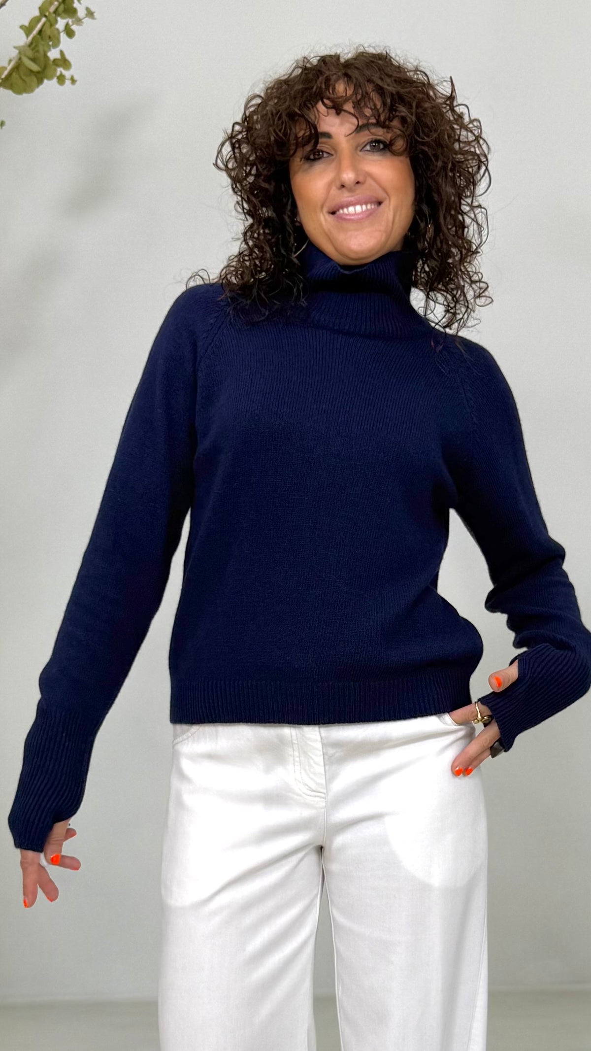 MAGLIA QUADRATA COLLO ALTO IN MISTO CASHMERE