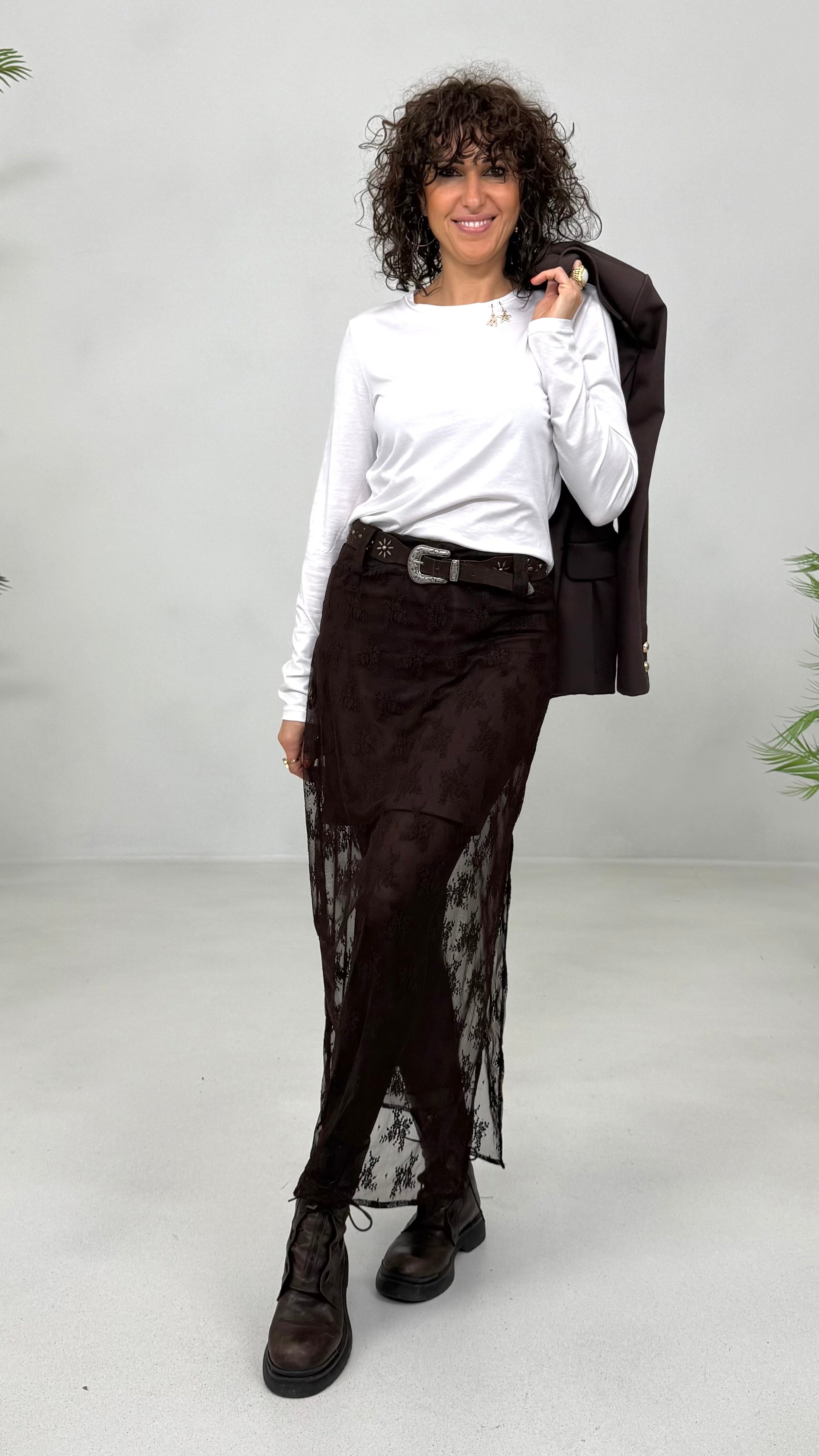 T-SHIRT BASIC MANICA LUNGA IN JERSEY DI COTONE MODAL