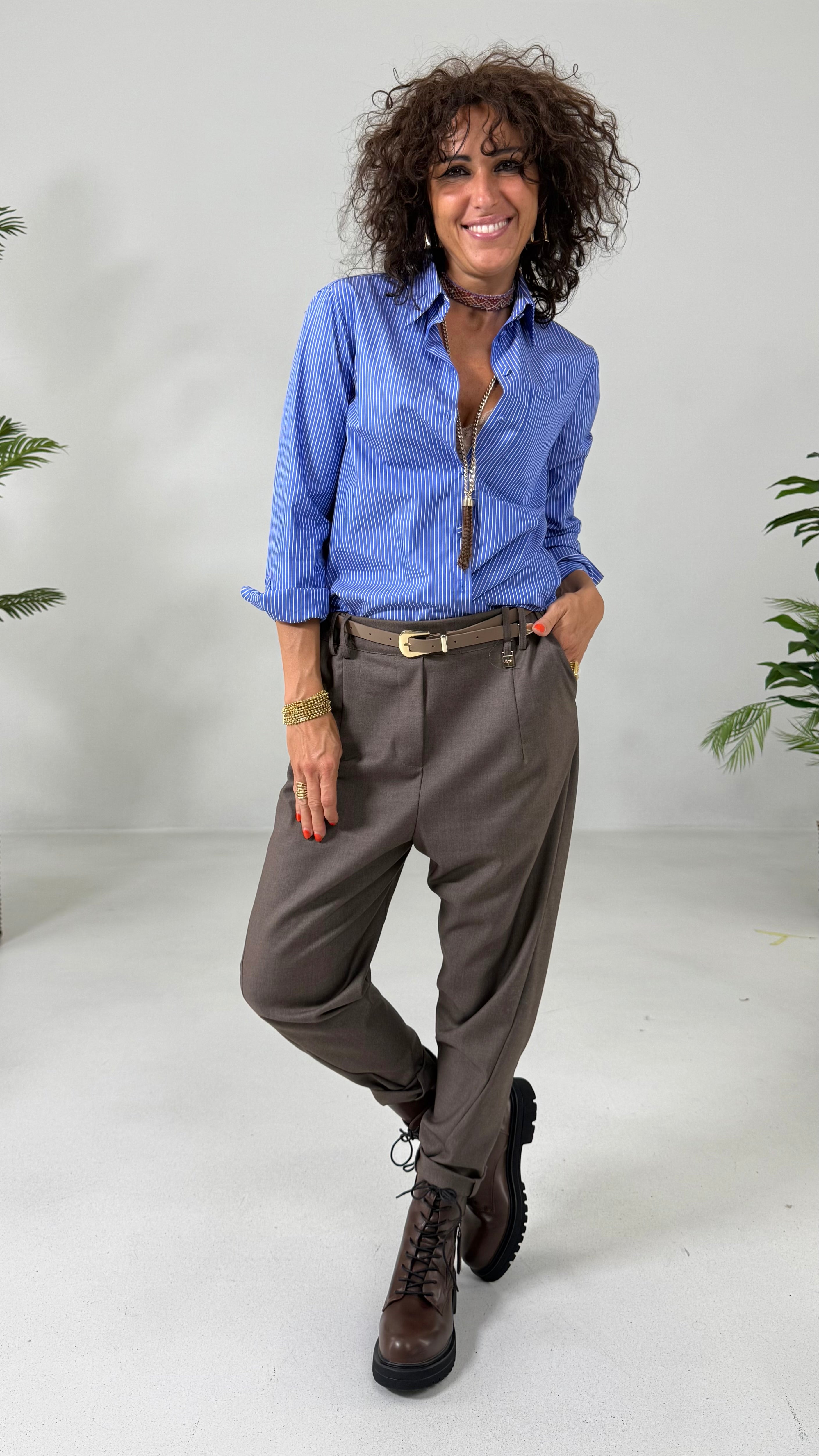 BAGGY CAVALLO BASSO IN FLANELLA PETTINATA