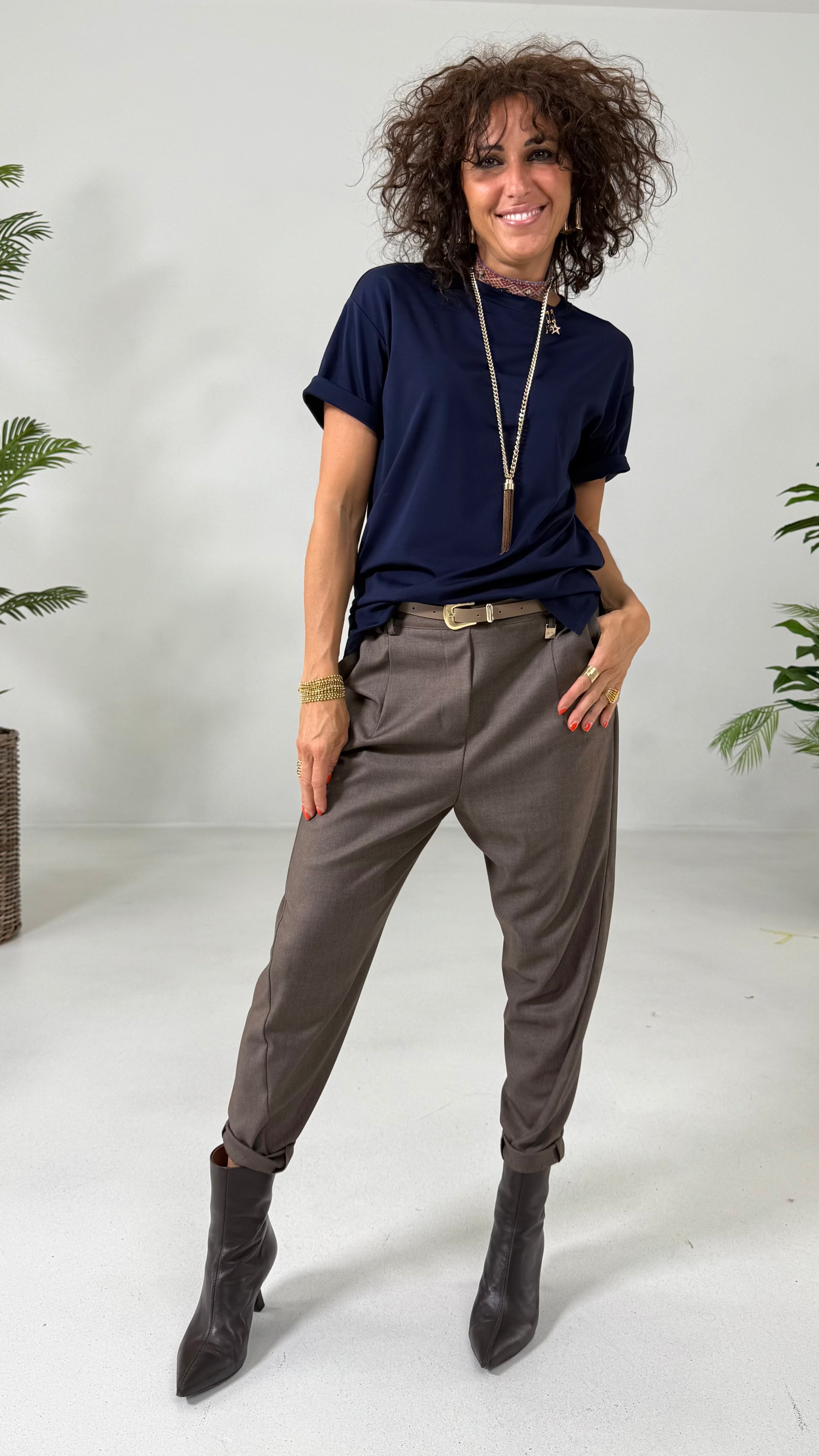 BAGGY CAVALLO BASSO IN FLANELLA PETTINATA