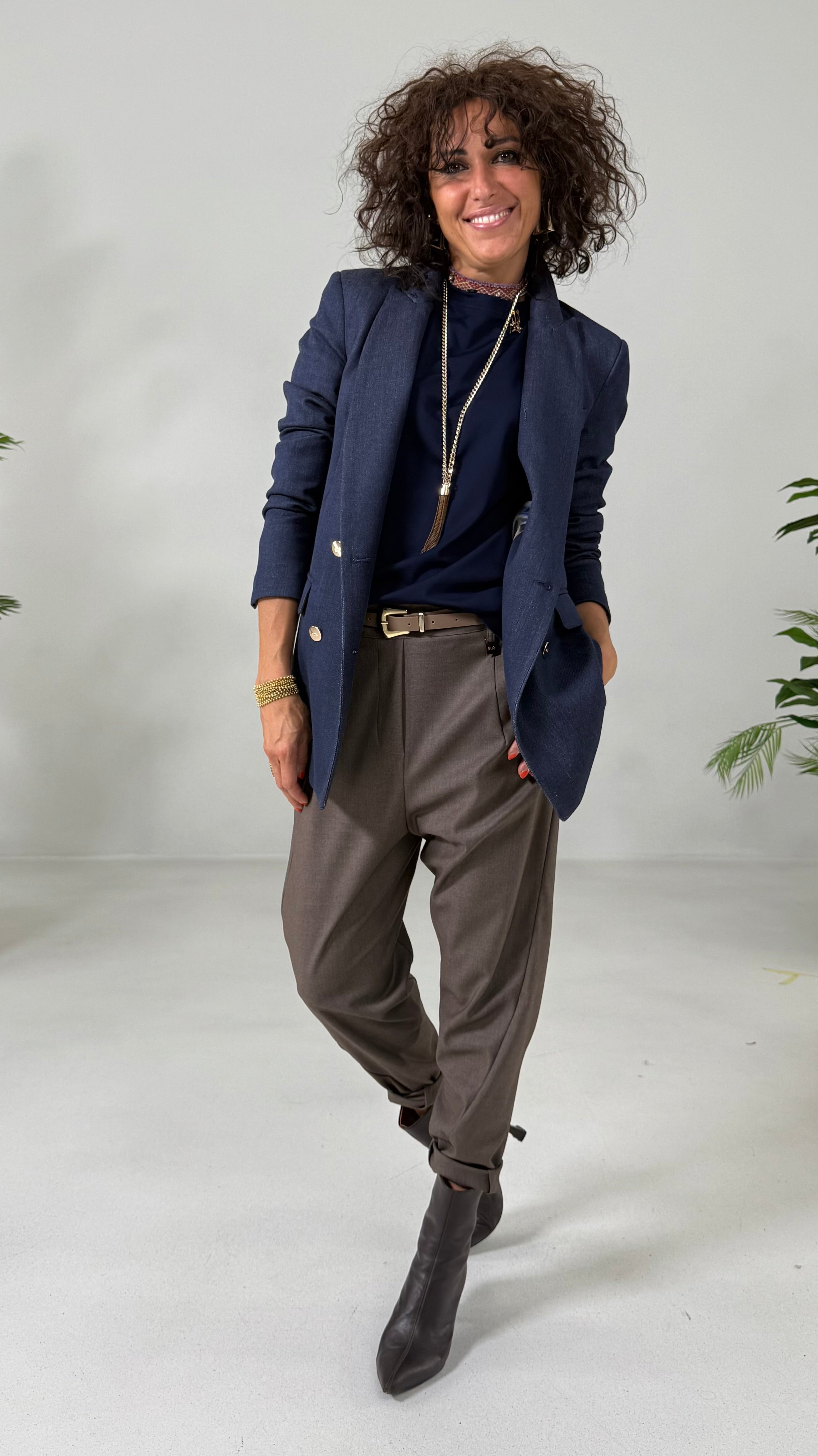 BAGGY CAVALLO BASSO IN FLANELLA PETTINATA