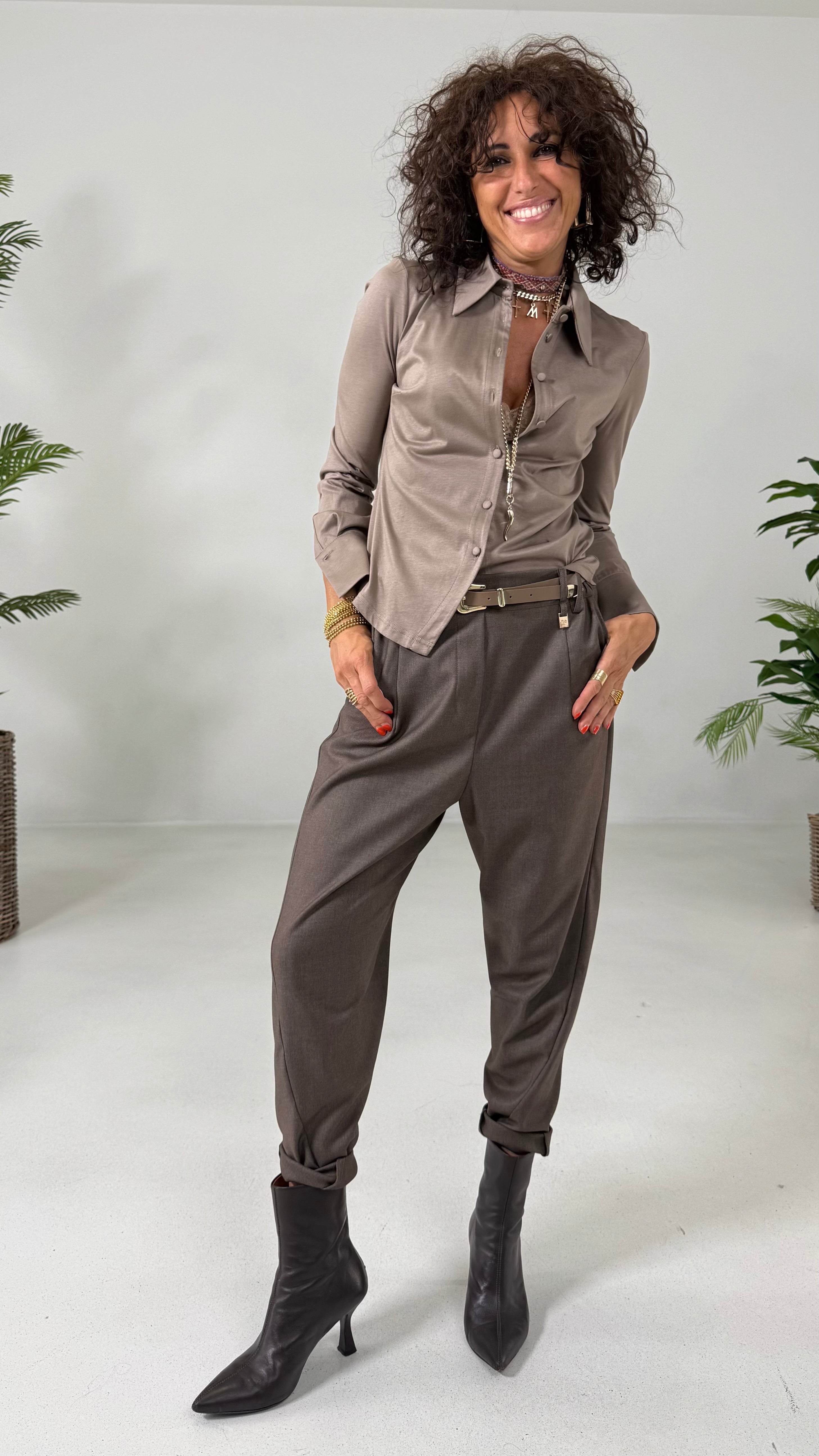 BAGGY CAVALLO BASSO IN FLANELLA PETTINATA