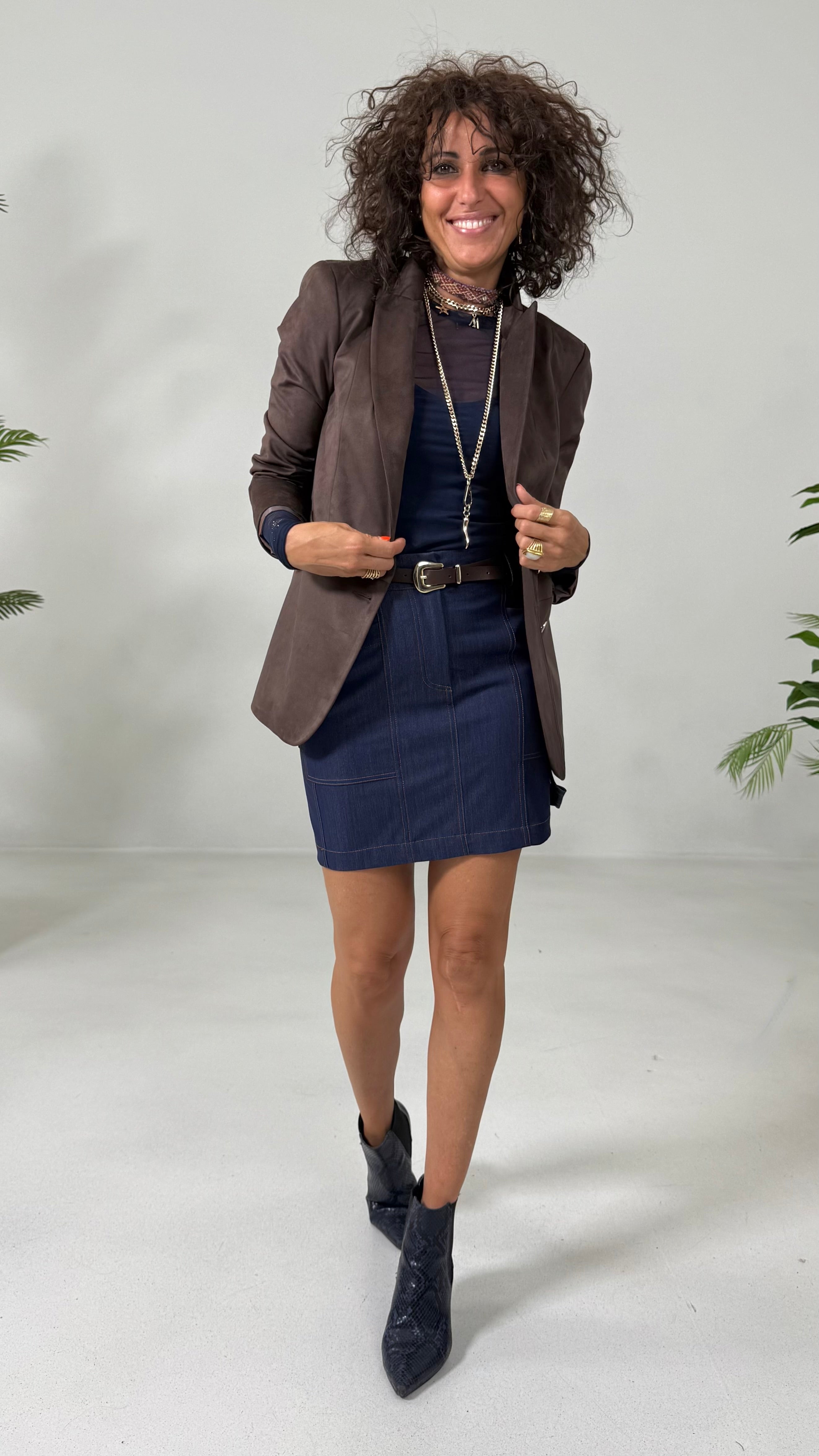 GIACCA BLAZER IN DAINETTO EFFETTO CAMOSCIO CON FODERA CANGIANTE