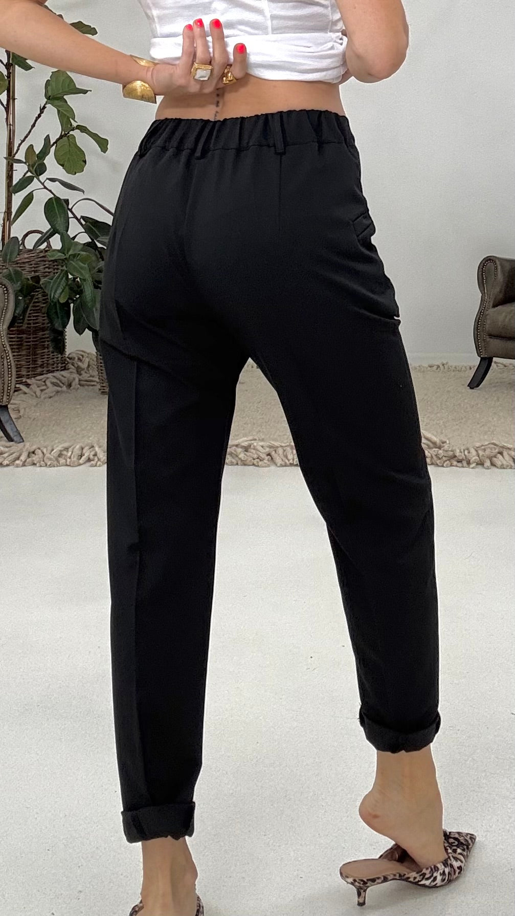 817 P25 NERO BAGGY BASIC IN TESSUTO FLUIDO CONFORT