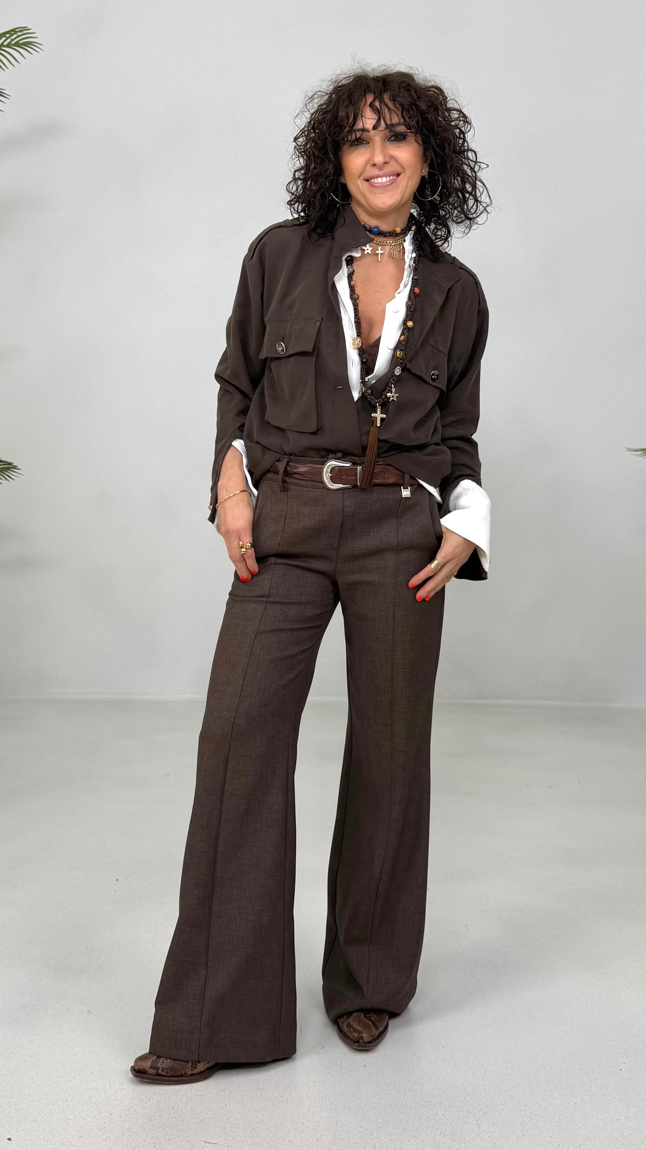 CAMICIA IN CADY FLUIDO CON BORCHIE COLLO