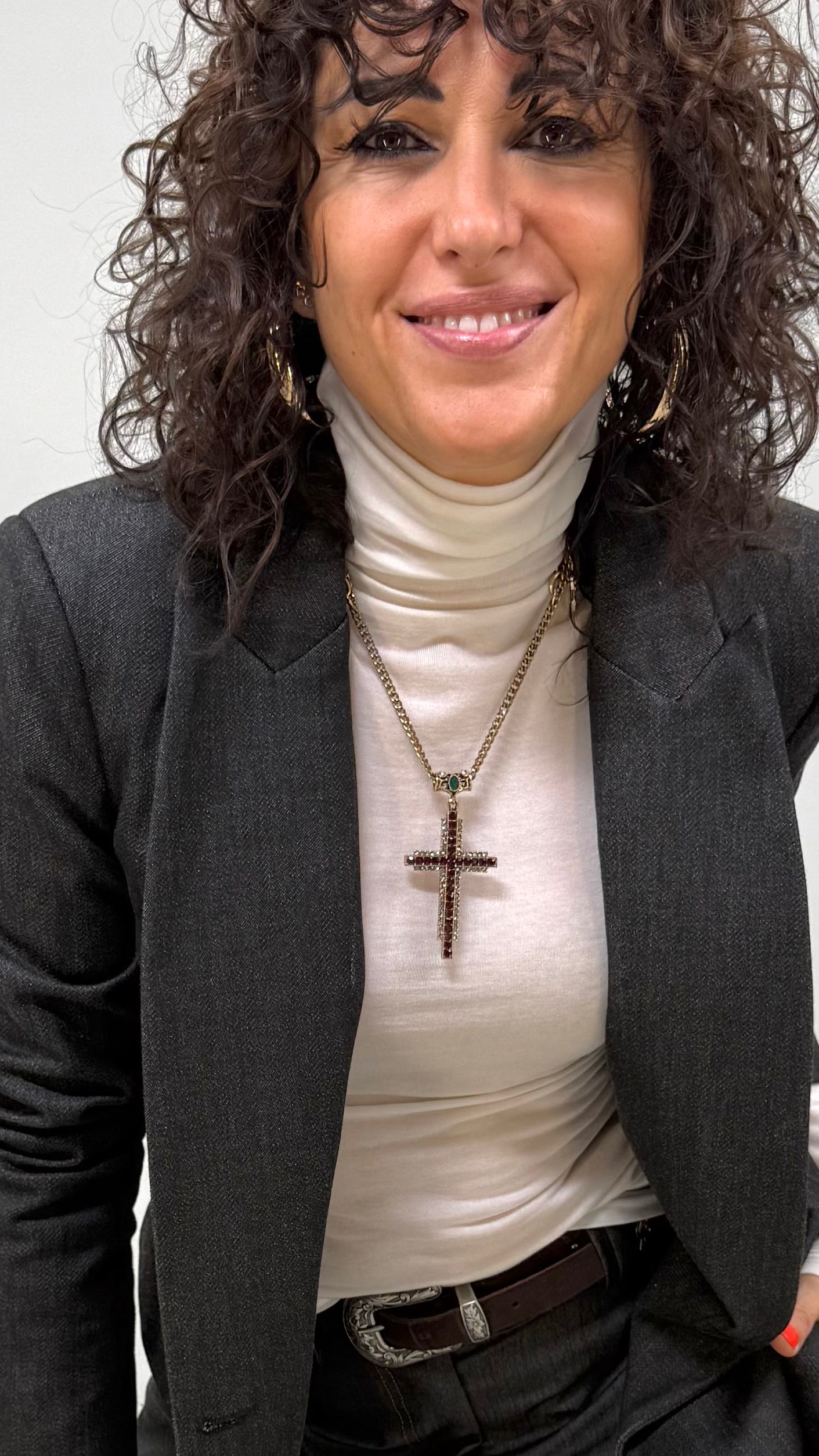 COLLANA CROCE LINEARE 7 CM