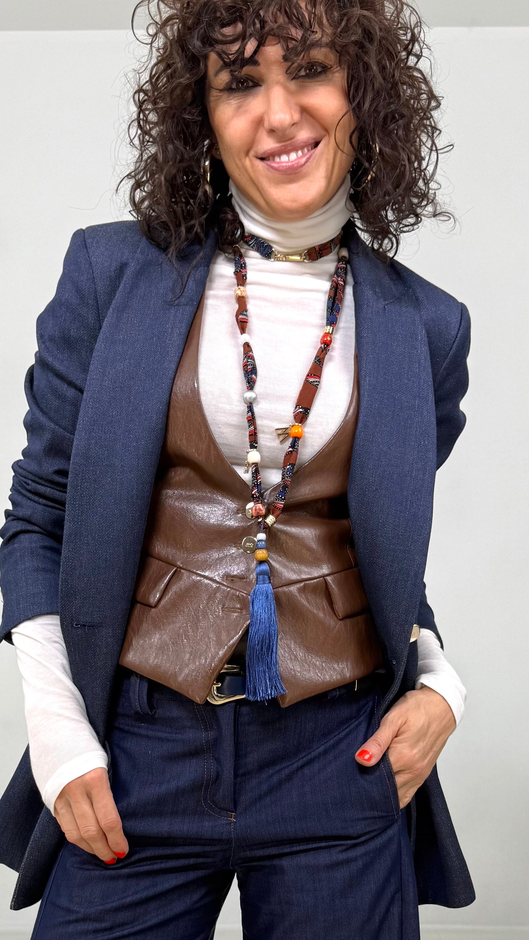 COLLANA IN VISCOSA FANTASIA PERLINE E NAPPA