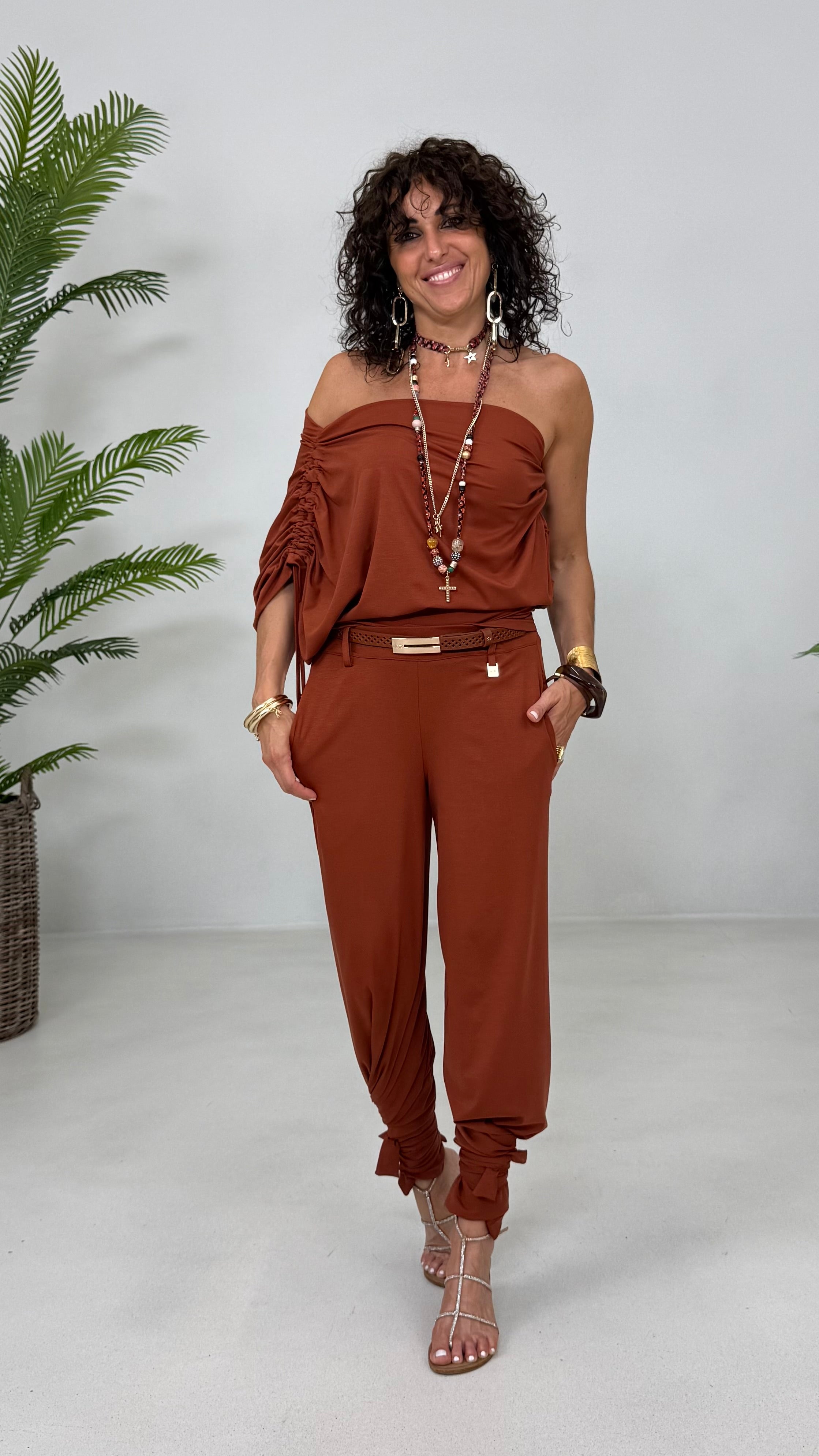 PANTALONE LACCI AL FONDO IN JERSEY LYOCELL ELASTICO