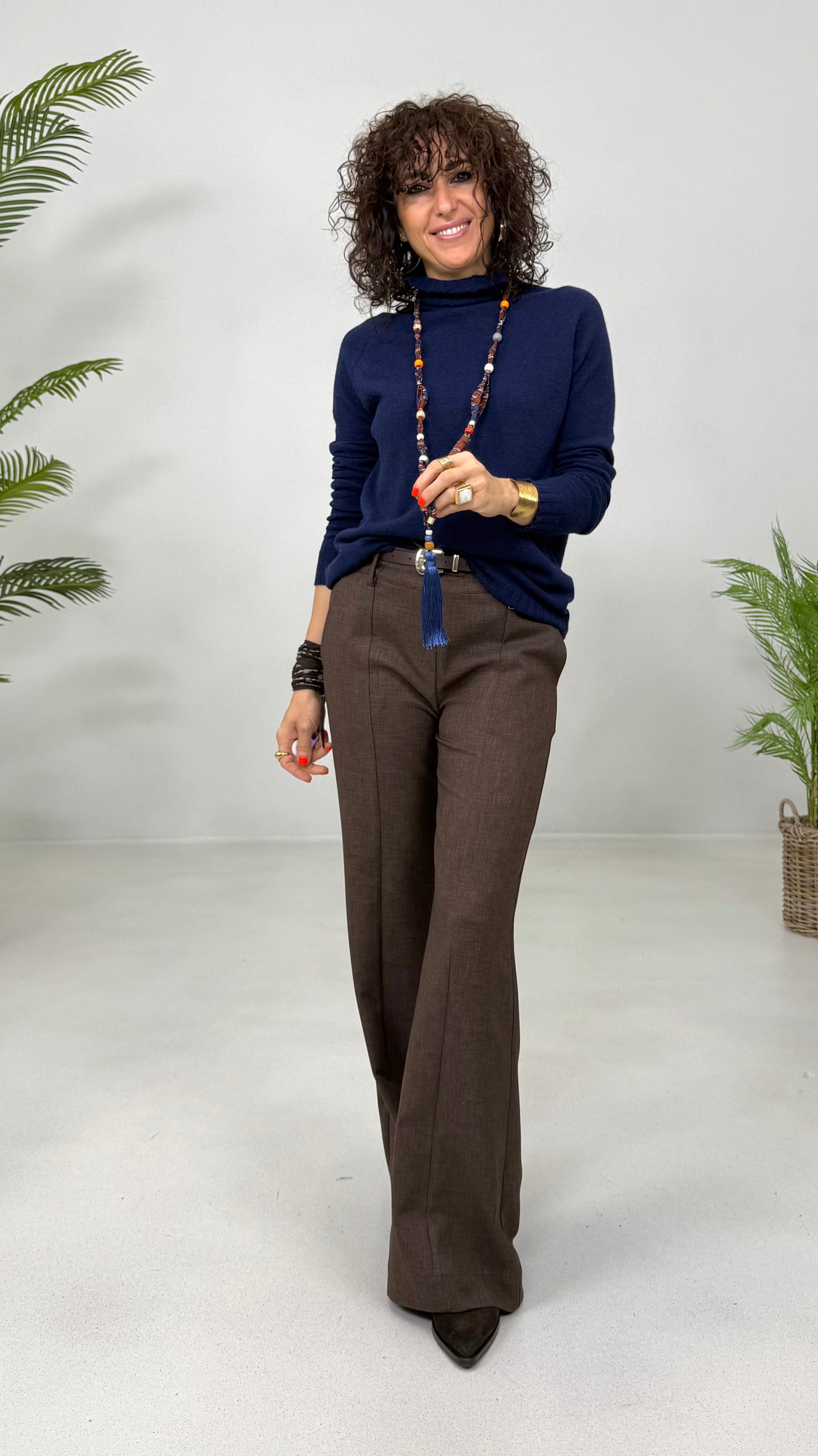 MAGLIA BASIC COLLO ALTO IN MISTO CASHMERE