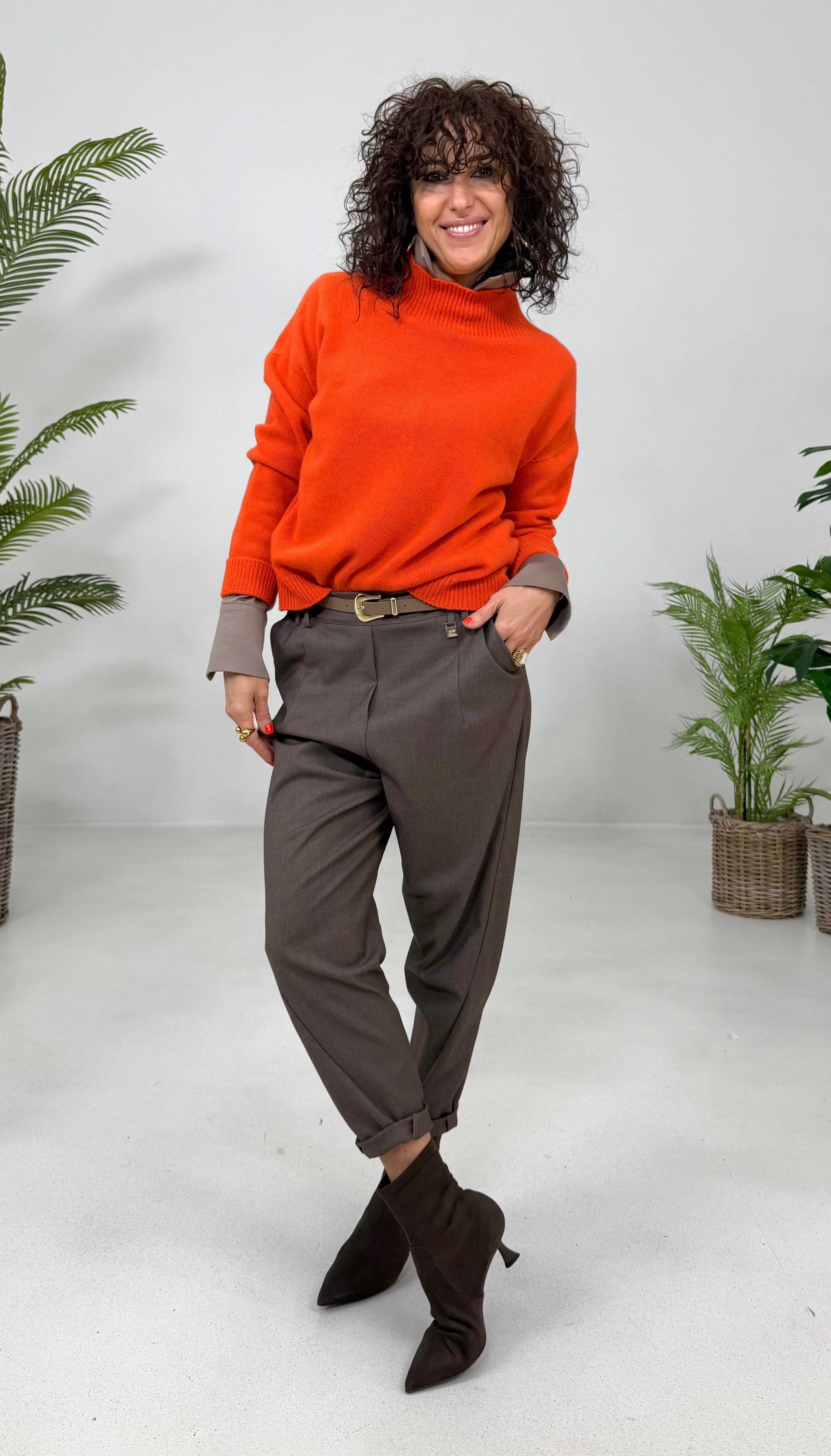 BAGGY CAVALLO BASSO IN FLANELLA PETTINATA