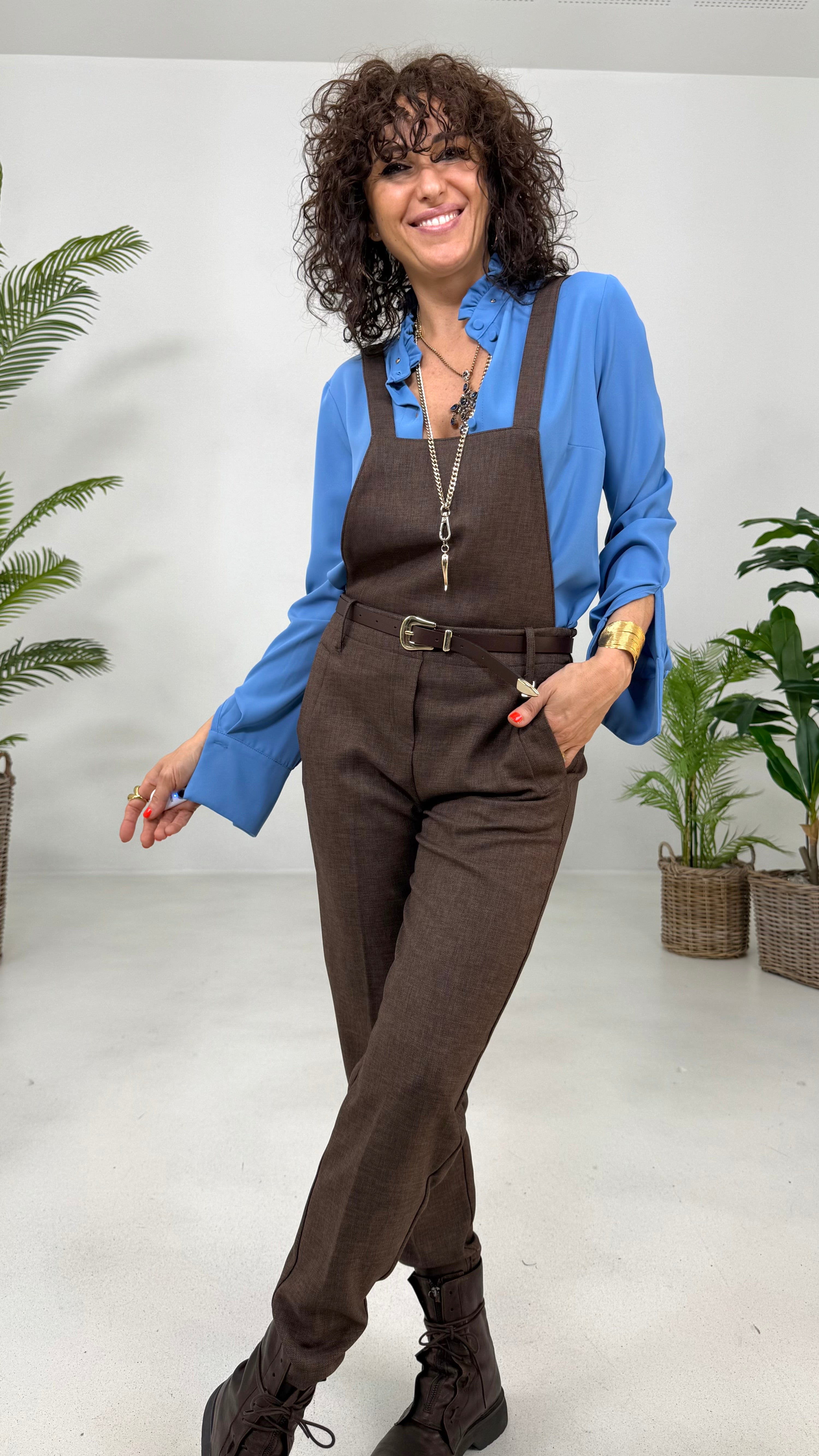 CAMICIA IN CADY FLUIDO CON BORCHIE COLLO