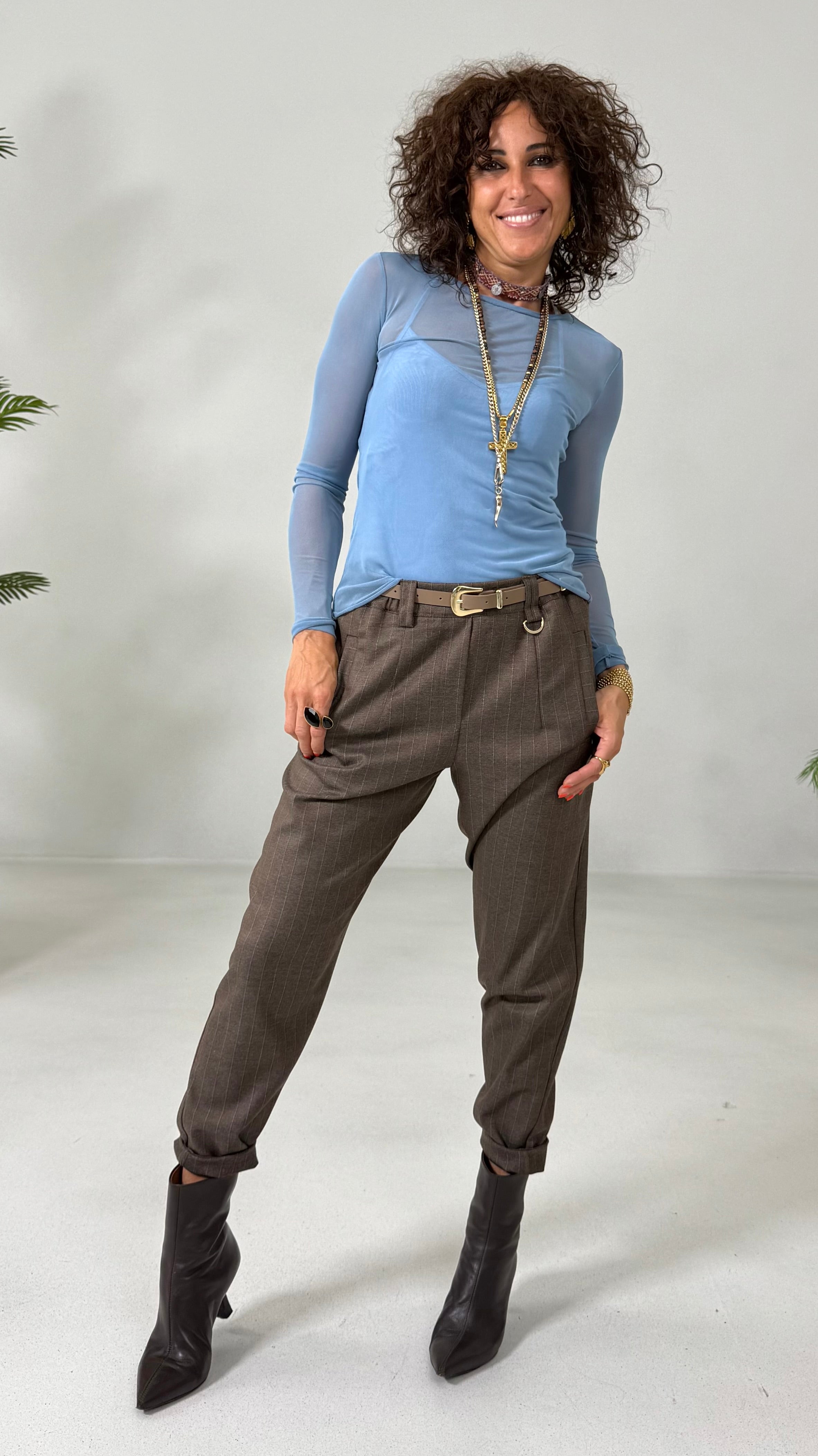 BAGGY CAVALLO BASSO IN FLANELLA GESSATA