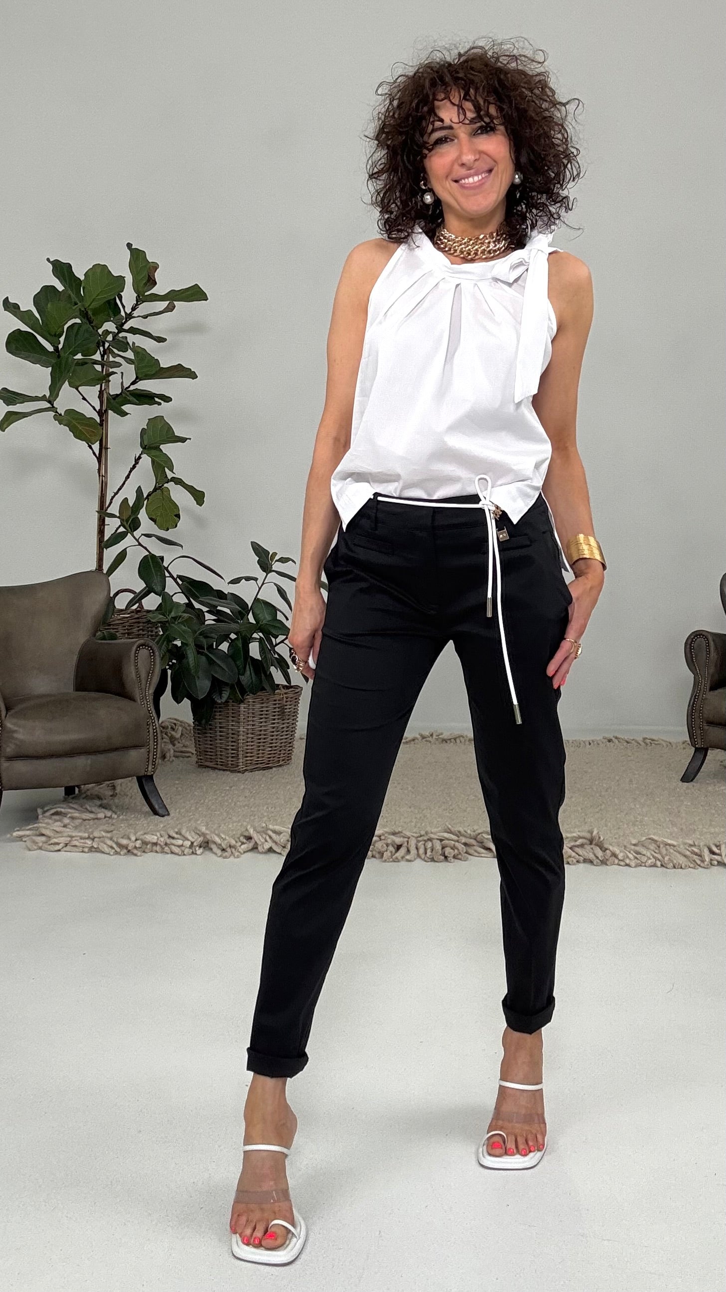 823 P25 NERO PANTALONE CAROTA IN PELLE D UOVO