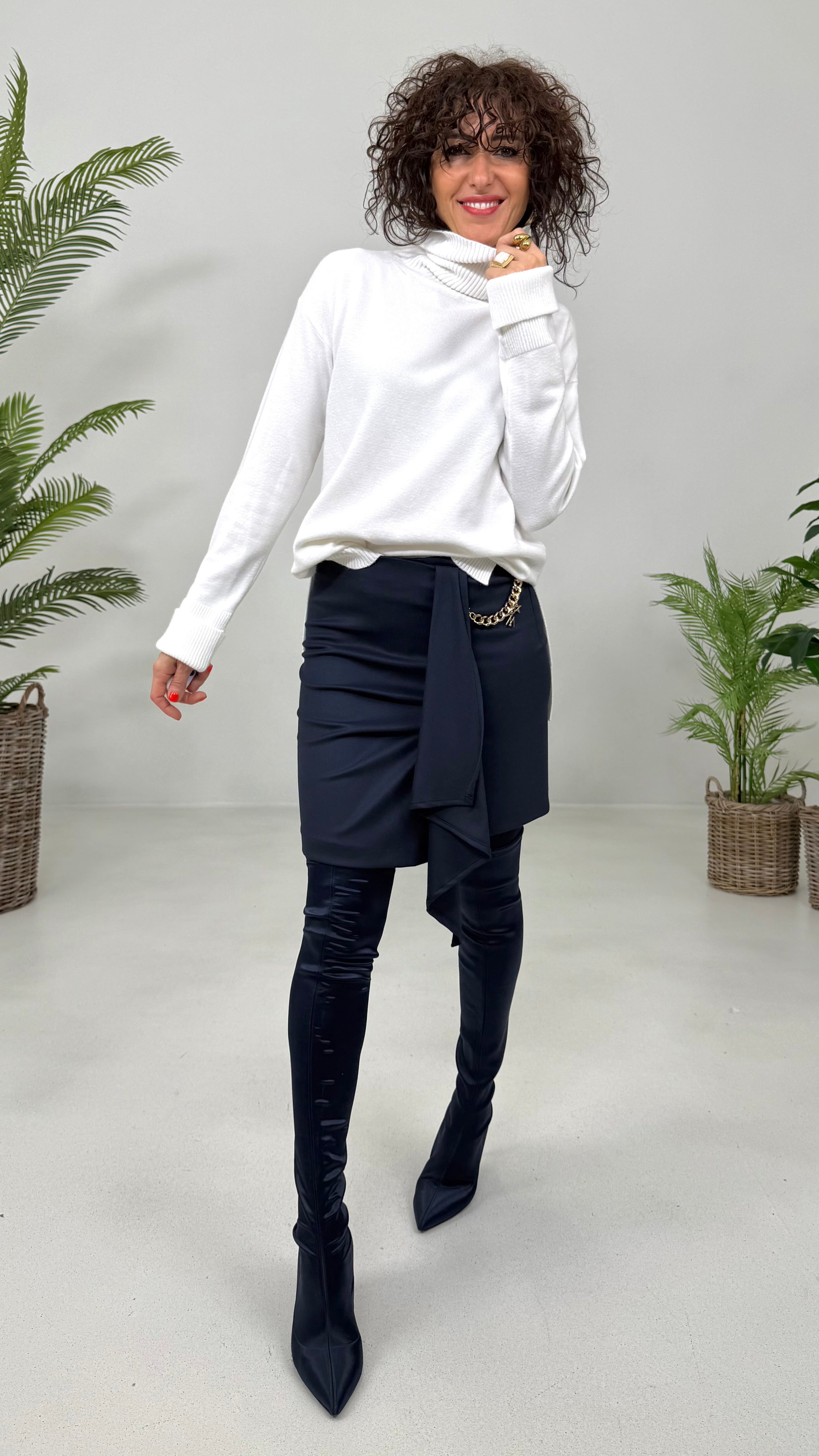 GONNA IN FLANELLA CARDATA CON PIEGONE DAVANTI