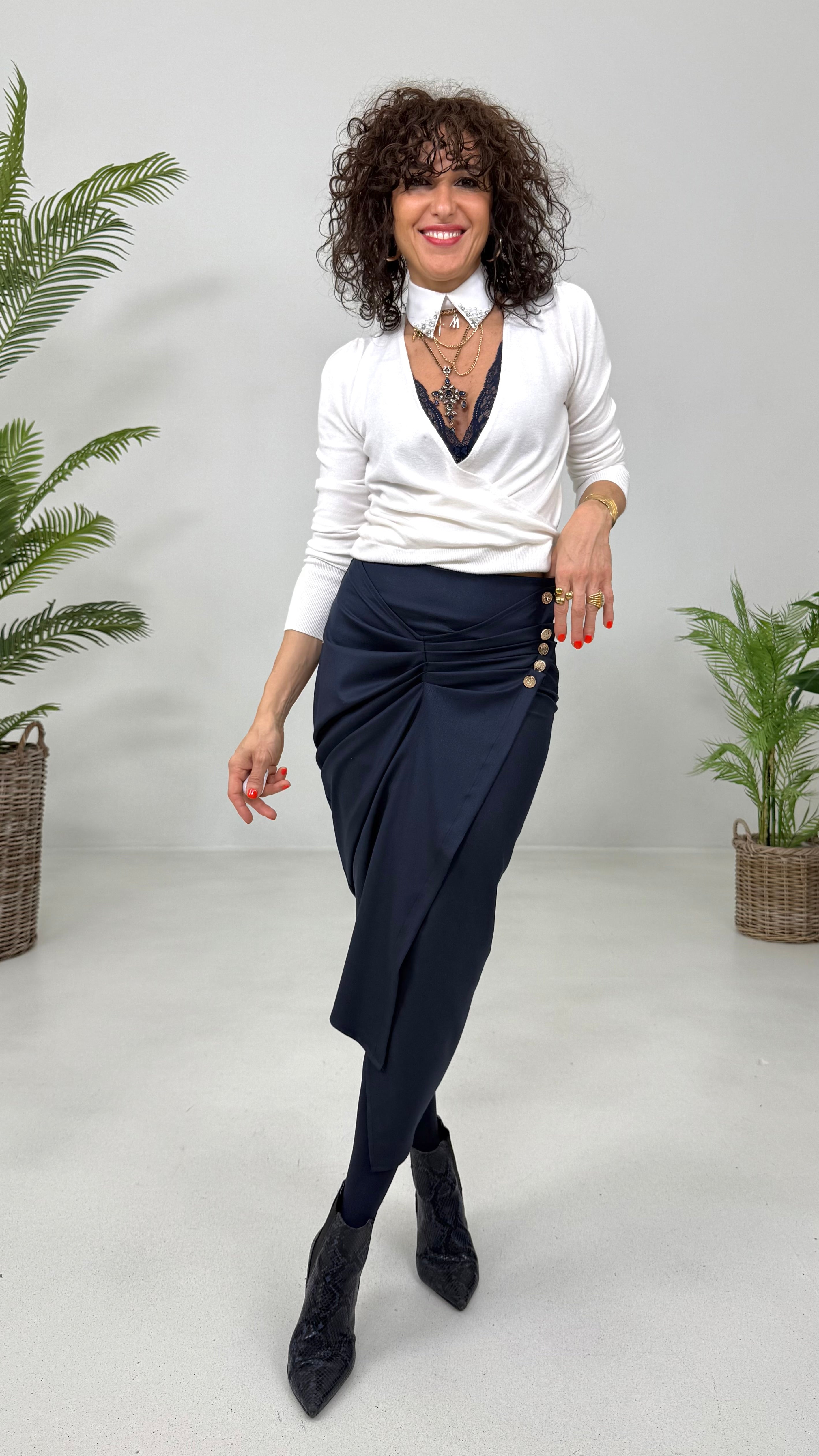 MAGLIA INCROCIO CON MANICA A SBUFFO IN CALDA VISCOSA