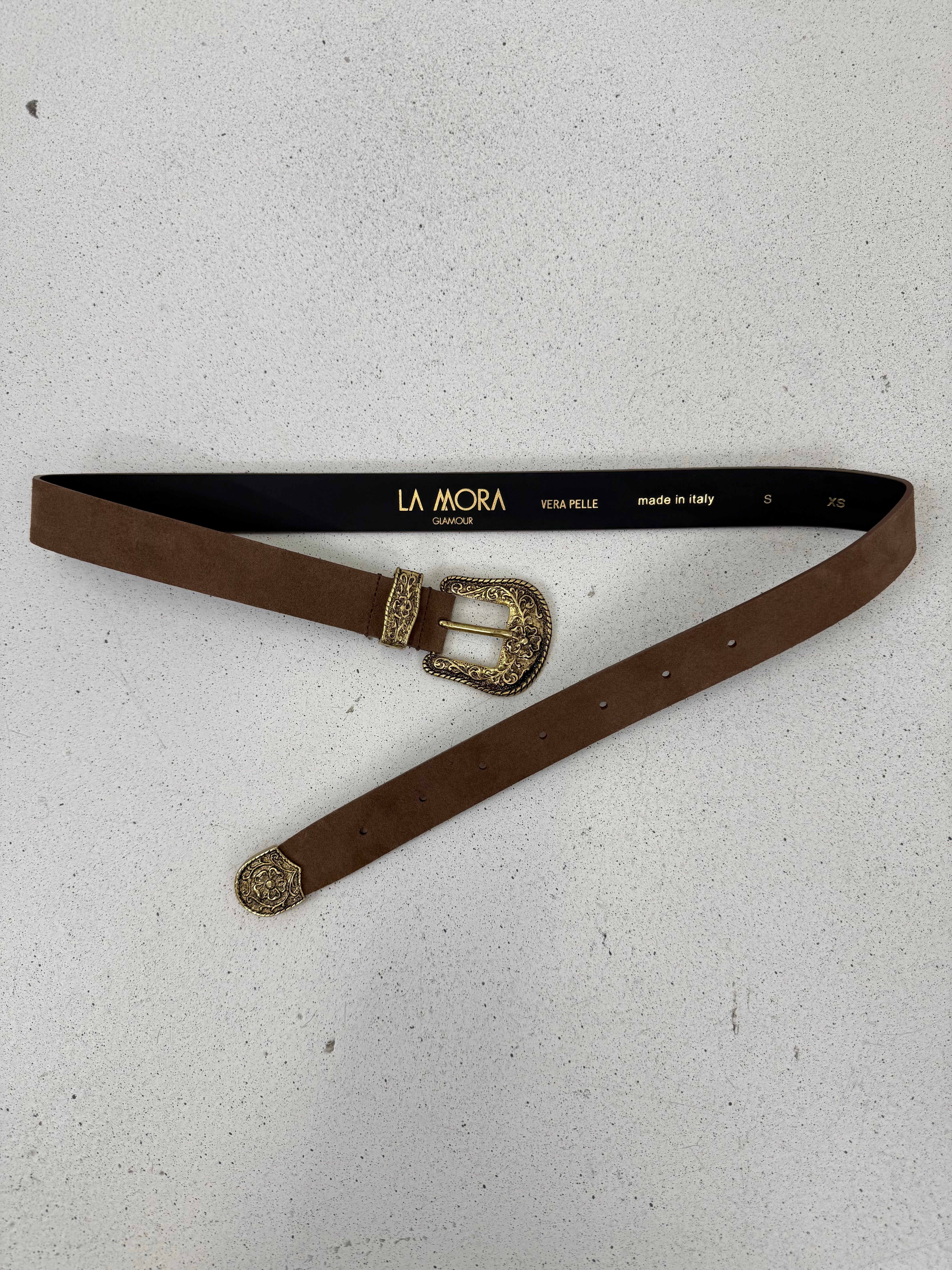 CINTURA TRITTICO ORO VECCHIO IN CAMOSCIO