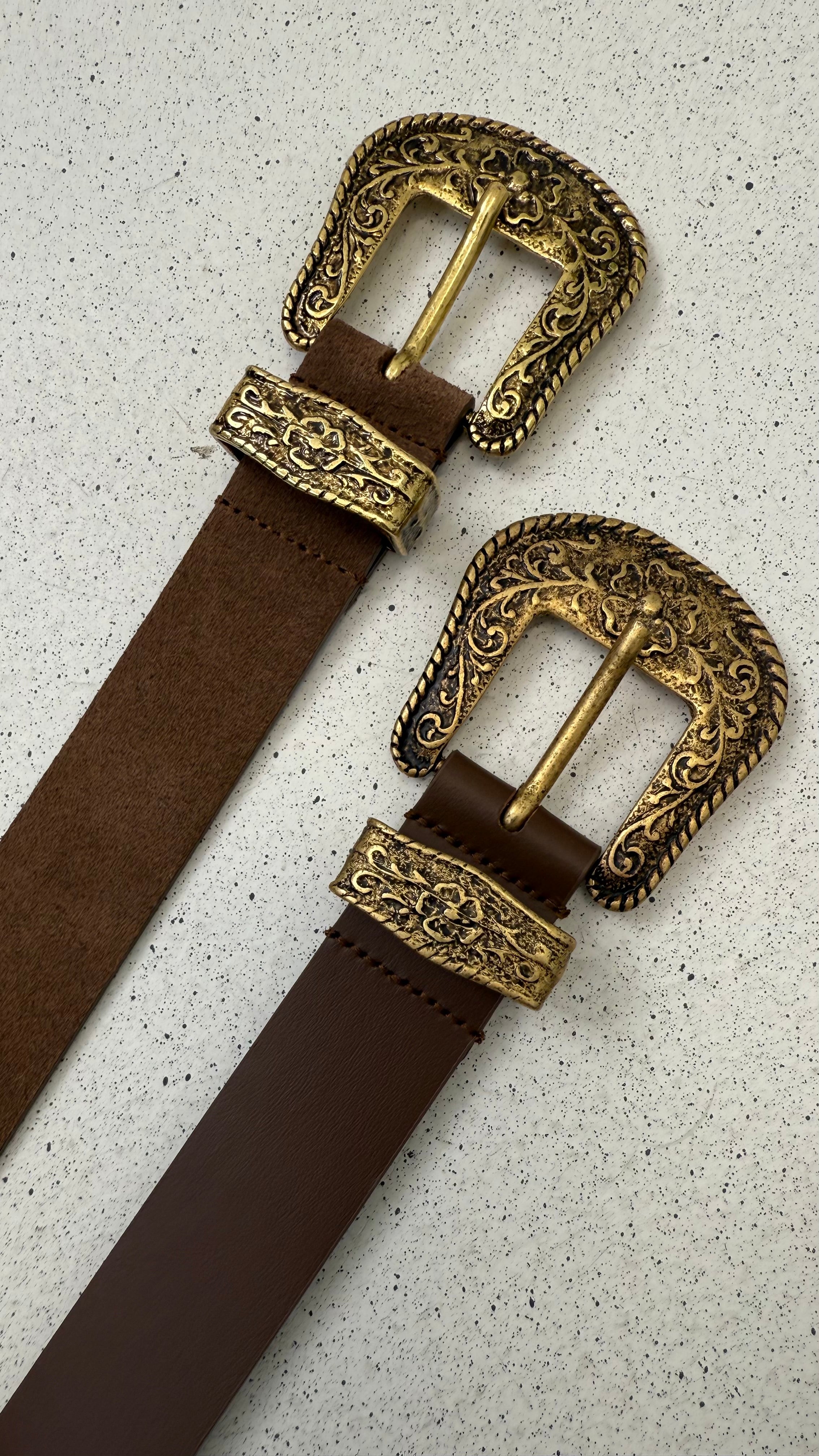 CINTURA TRITTICO ORO VECCHIO IN CAMOSCIO