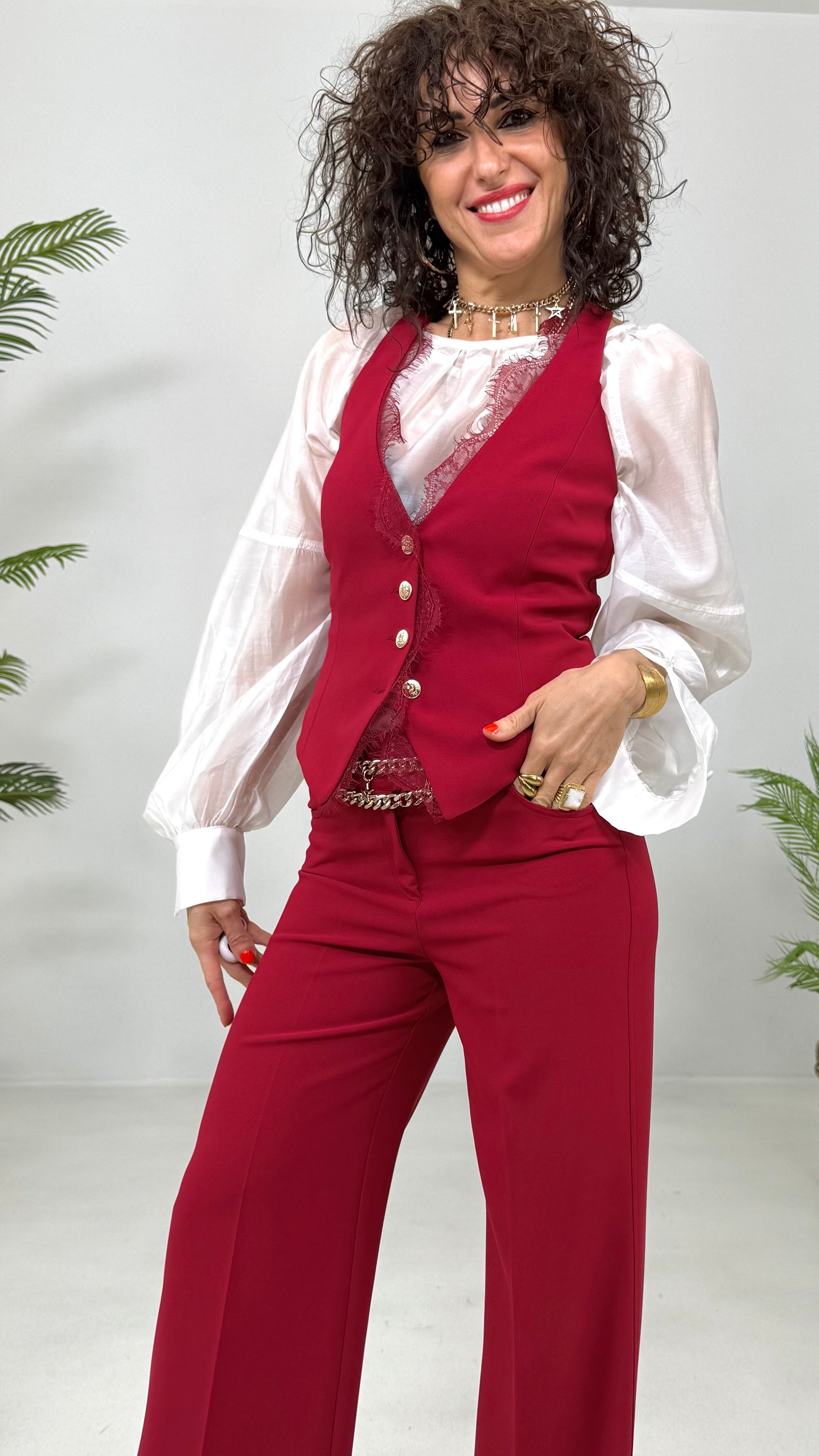 GILET IN CADY TECNICO CON PIZZO SCOLLO