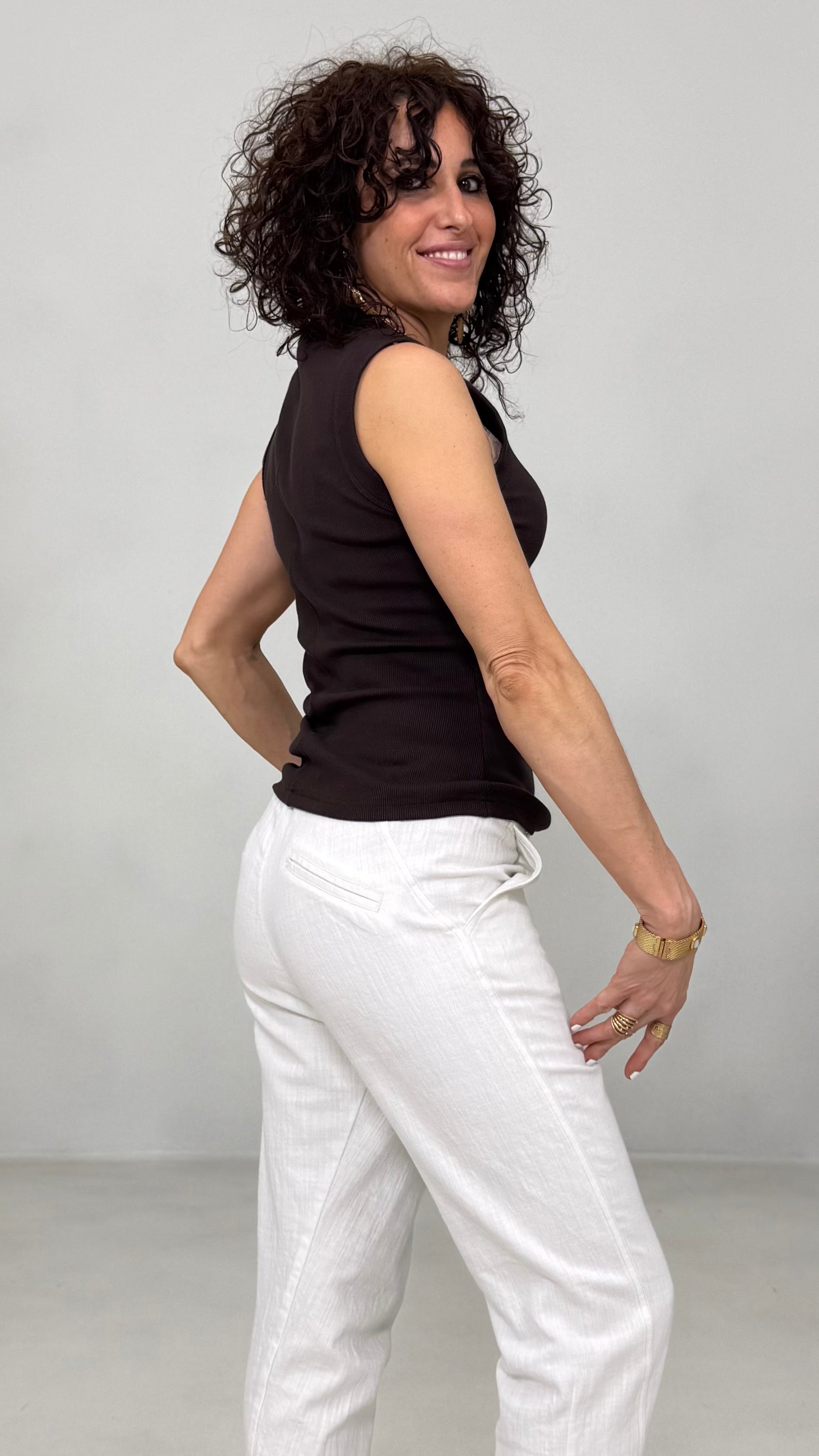 CANOTTA SPALLA LARGA IN COSTINA IN COTONE ELASTICO