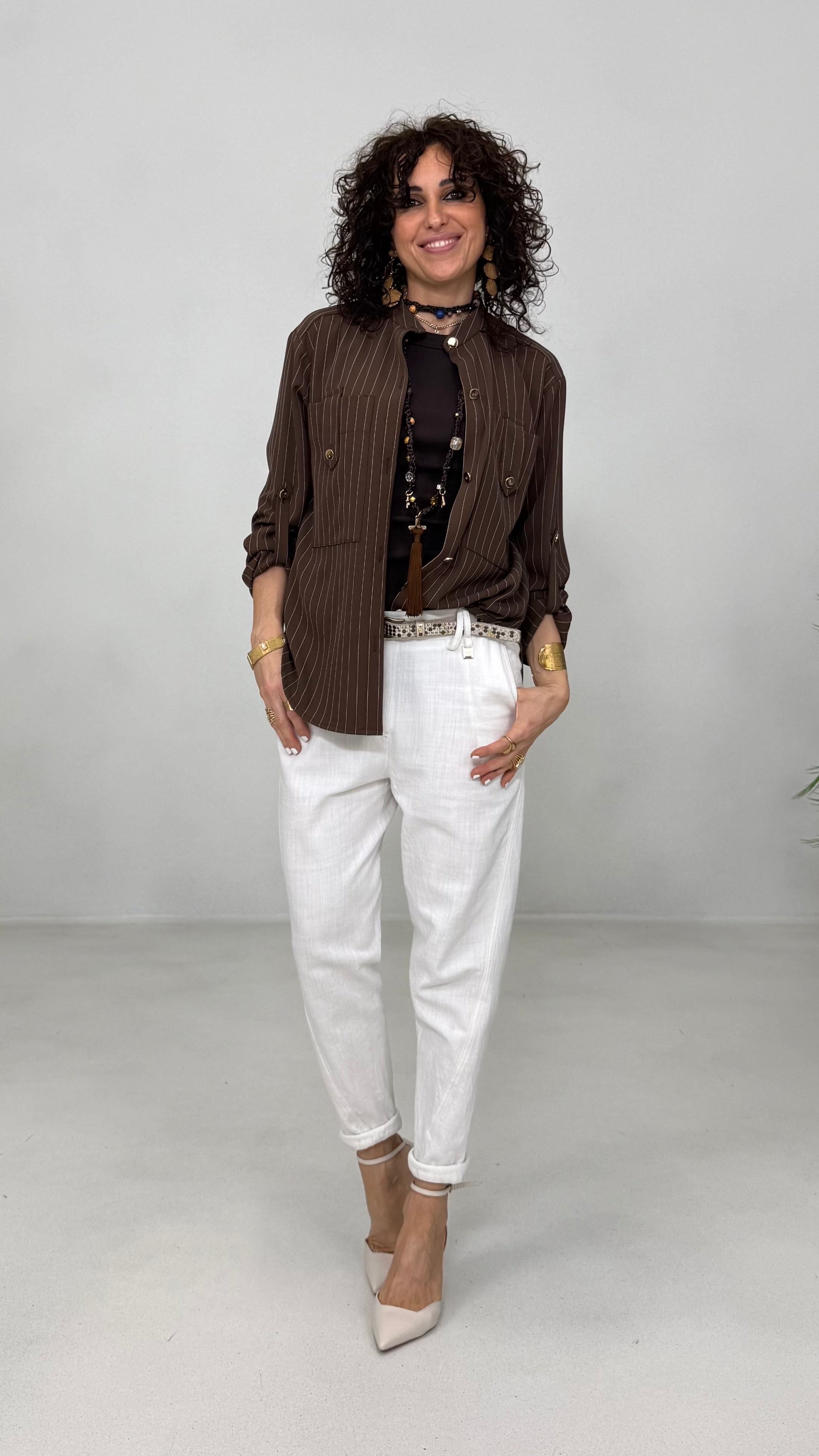 CAMICIA GESSATO IN CADY FLUIDO