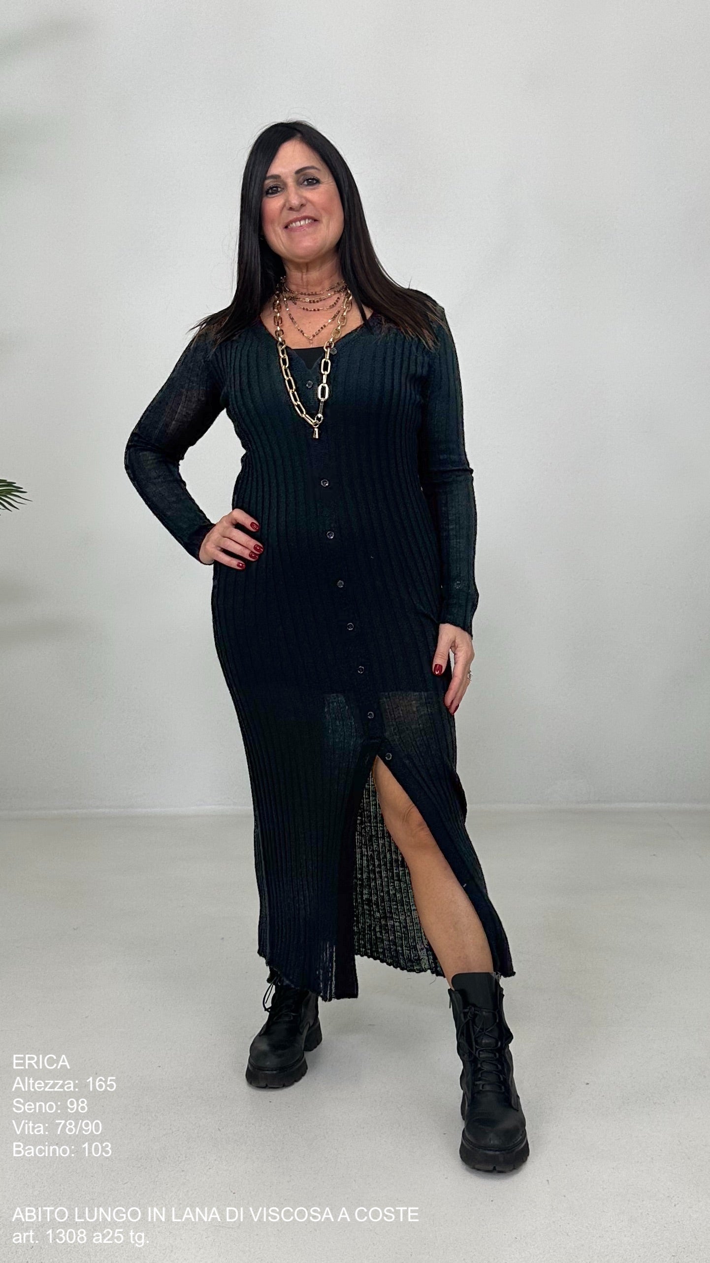 ABITO LUNGO IN LANA VISCOSA A COSTE