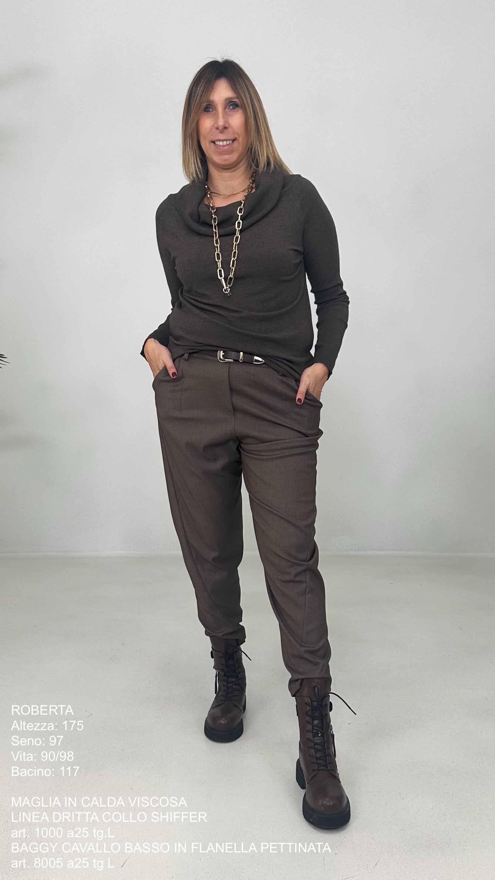 MAGLIA IN CALDA VISCOSA LINEA DRITTA COLLO SHIFFER