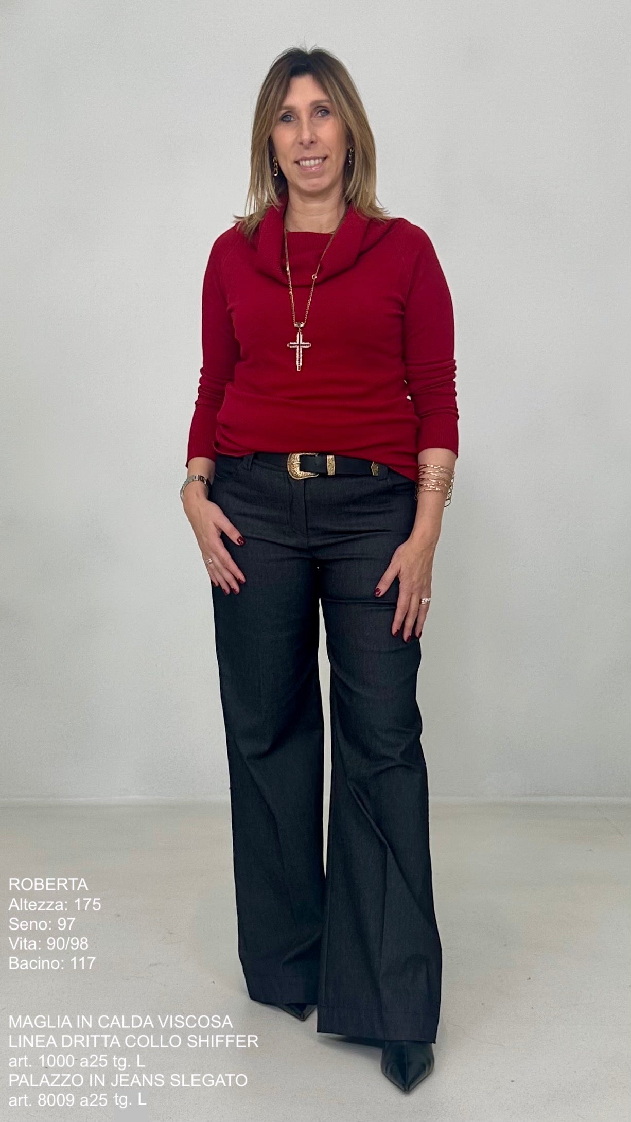 MAGLIA IN CALDA VISCOSA LINEA DRITTA COLLO SHIFFER