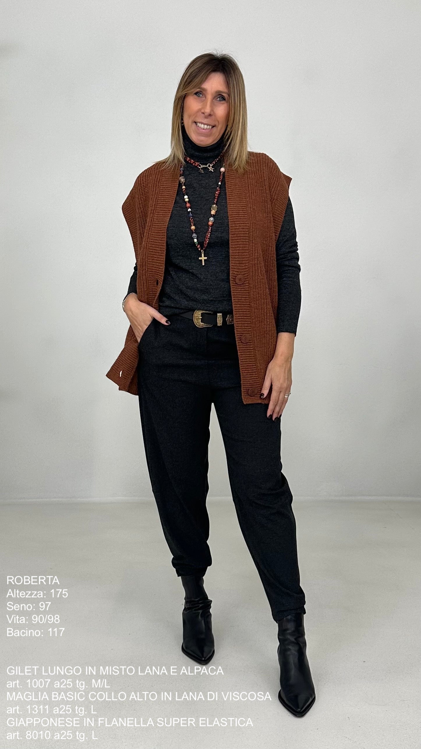 GILET LUNGO IN MISTO LANA E ALPACA