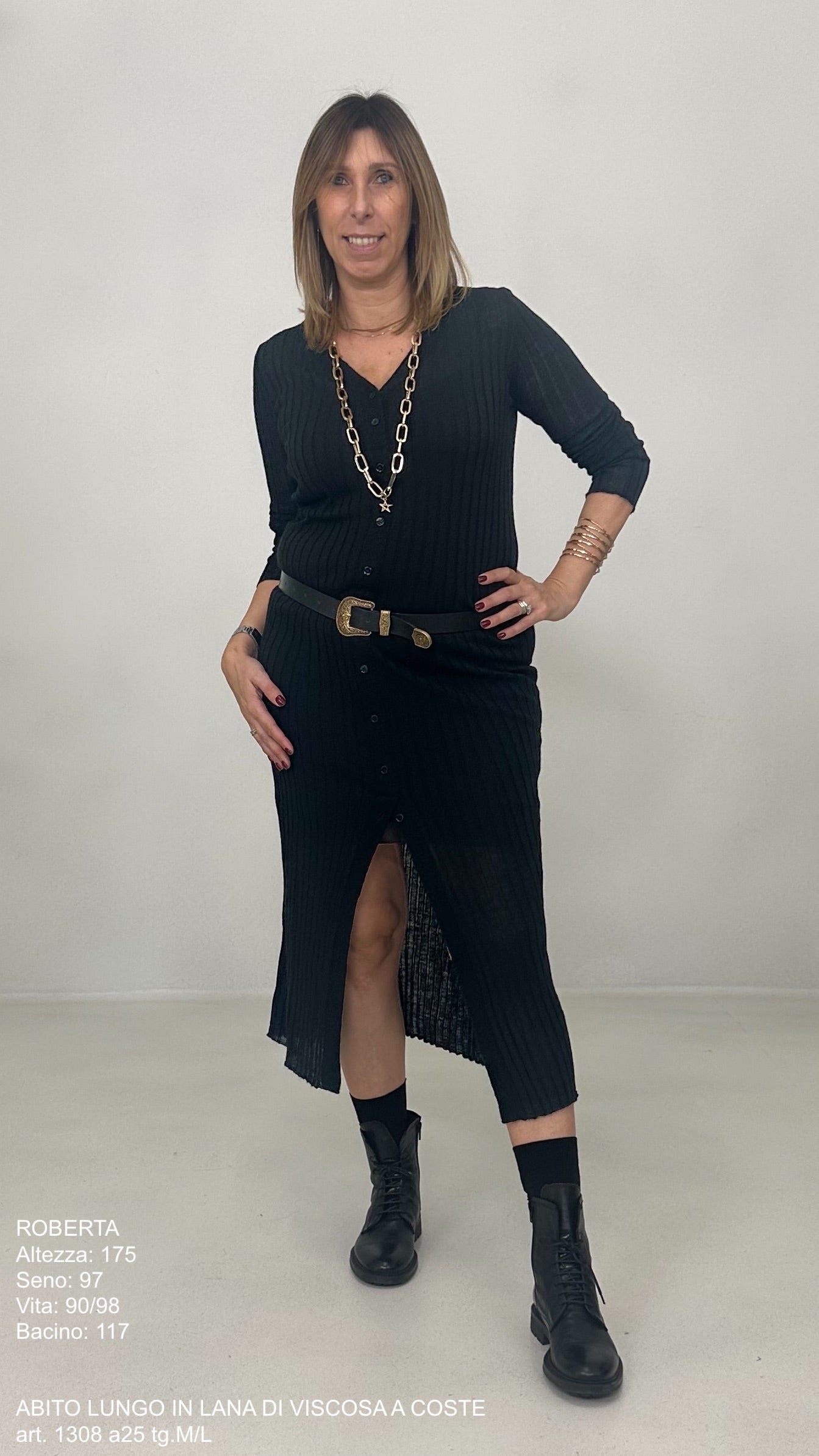 ABITO LUNGO IN LANA VISCOSA A COSTE