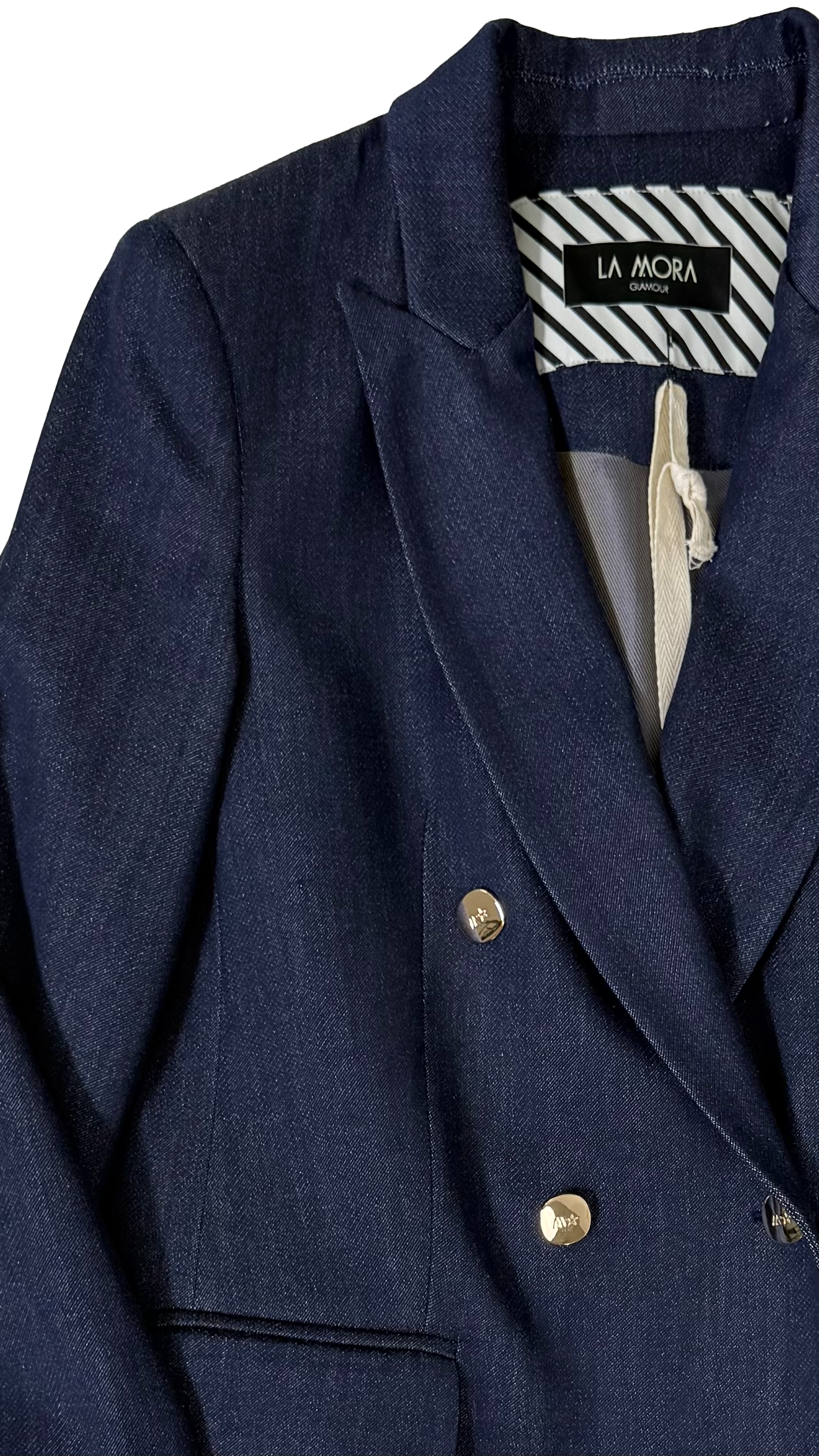 GIACCA DOPPIO PETTO IN MAGLIA TECNICA EFFETTO JEANS