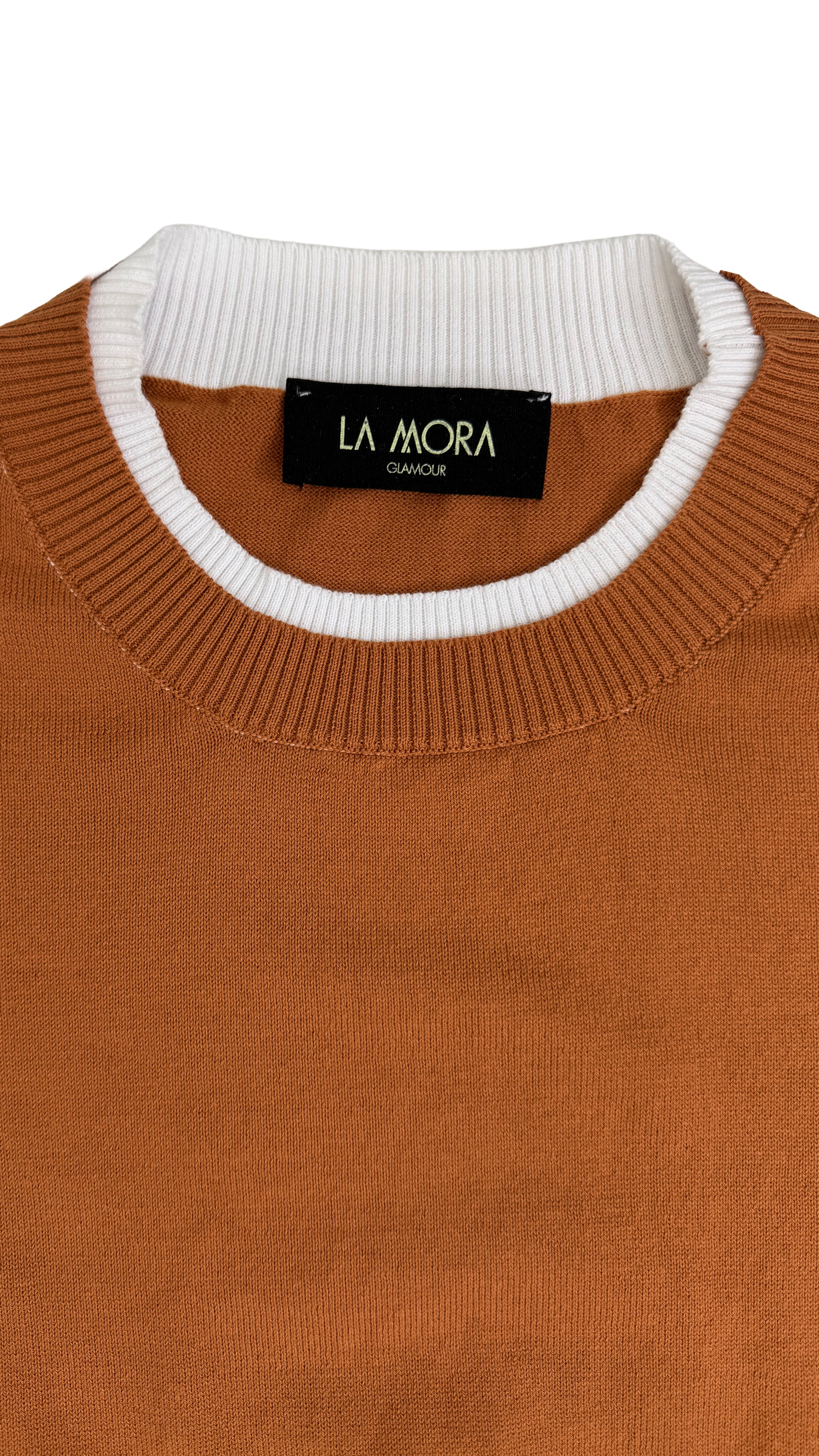MAGLIA IN COTONE CON BORDI COLLO E POLSI IN CONTRASTO