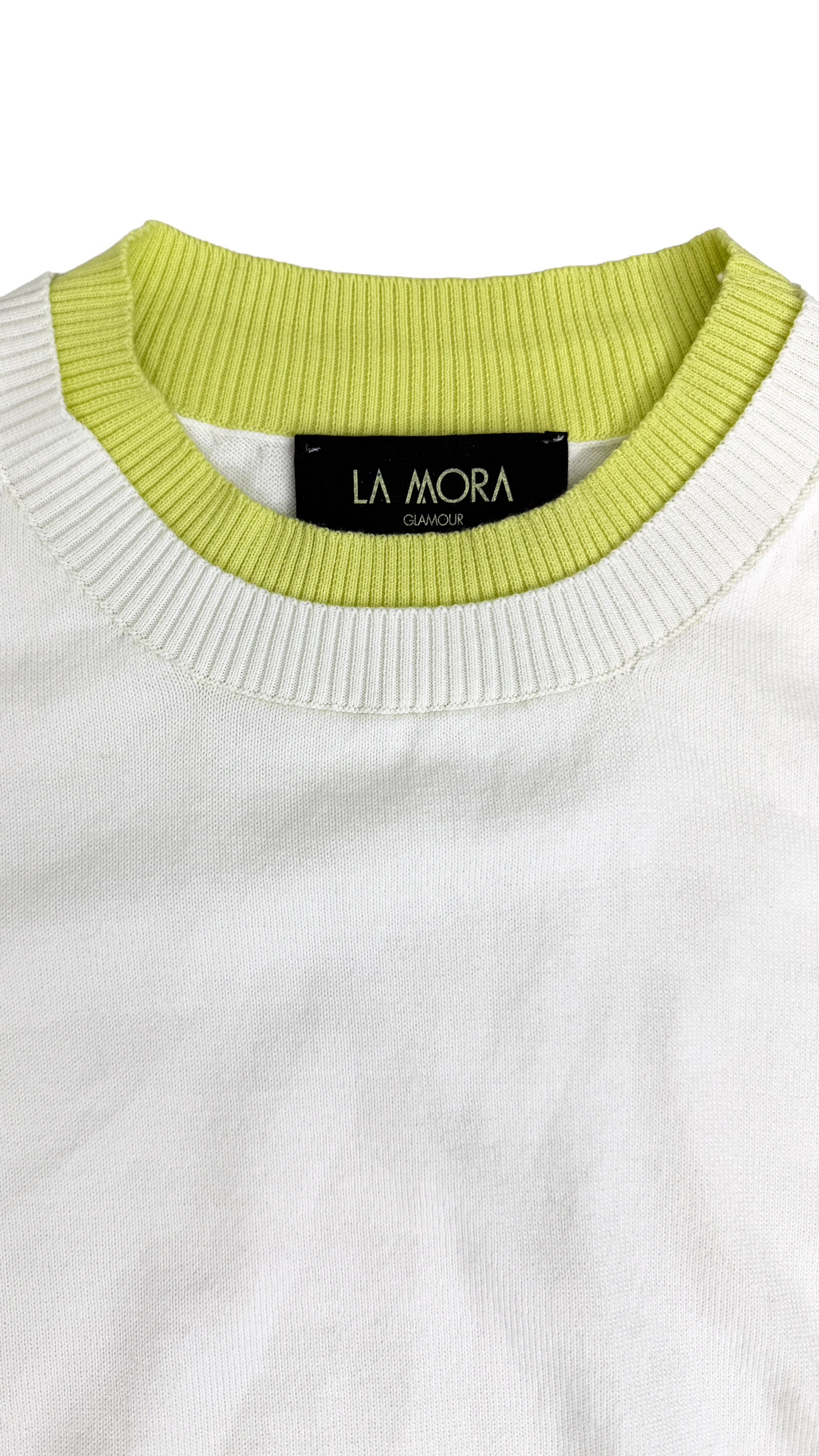 MAGLIA IN COTONE CON BORDI COLLO E POLSI IN CONTRASTO